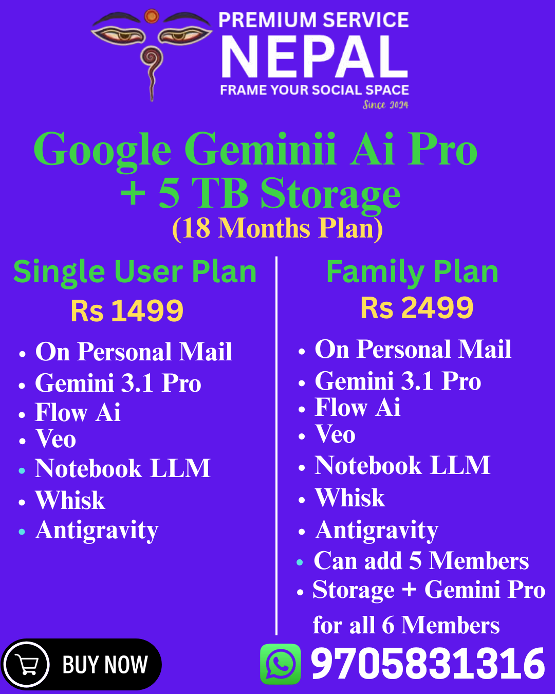 Premium Service Nepal Facebook ad: Google AI & Cloud Storage Solutions Available