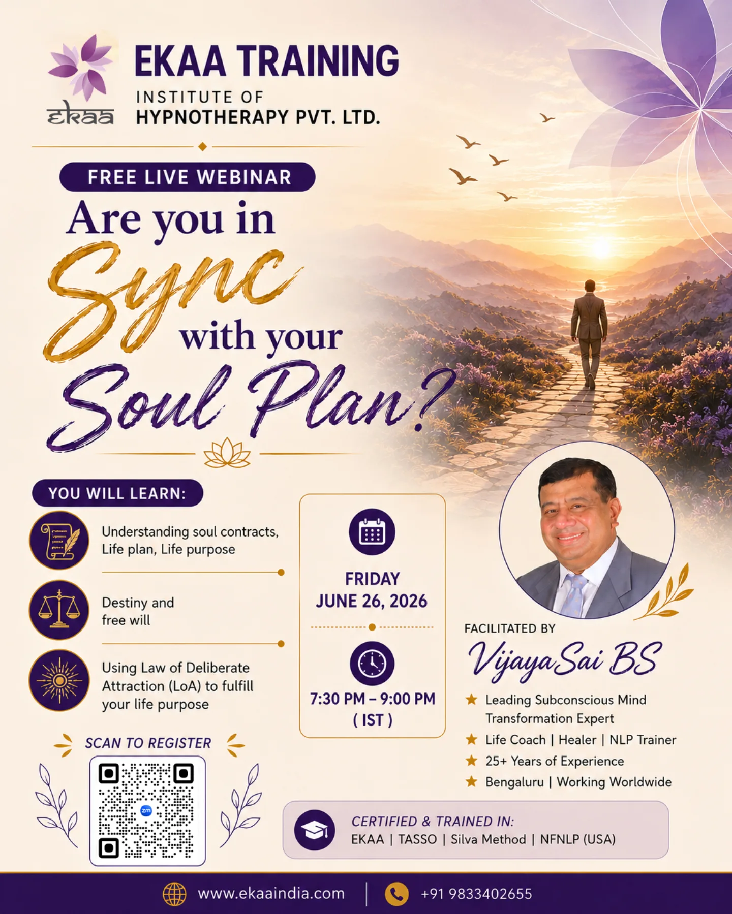 EKAA Training Institute of Hypnotherapy Pvt Ltd. Facebook ad: What if your life is not happening TO…