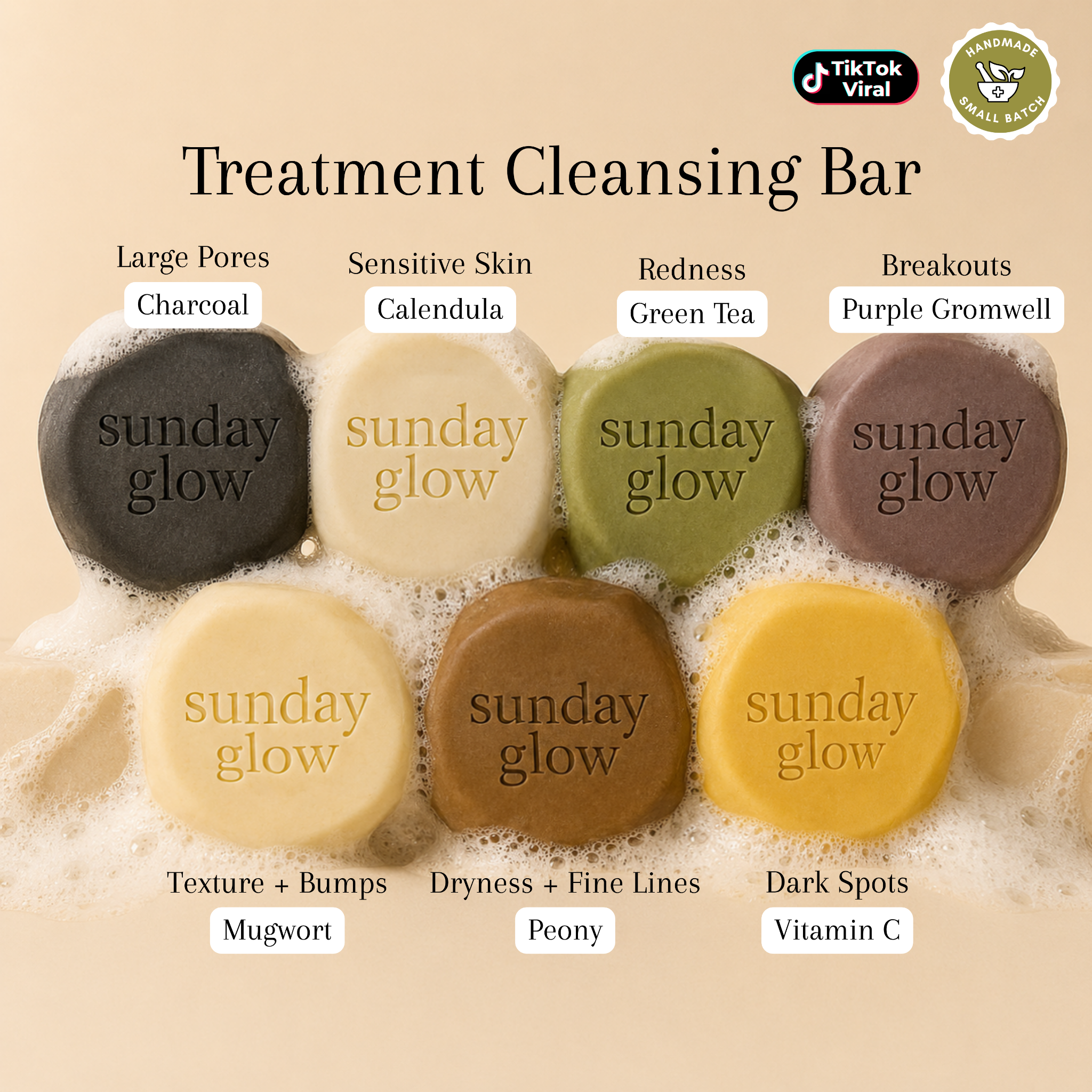 Sunday Glow Facebook ad: Handmade in small batches