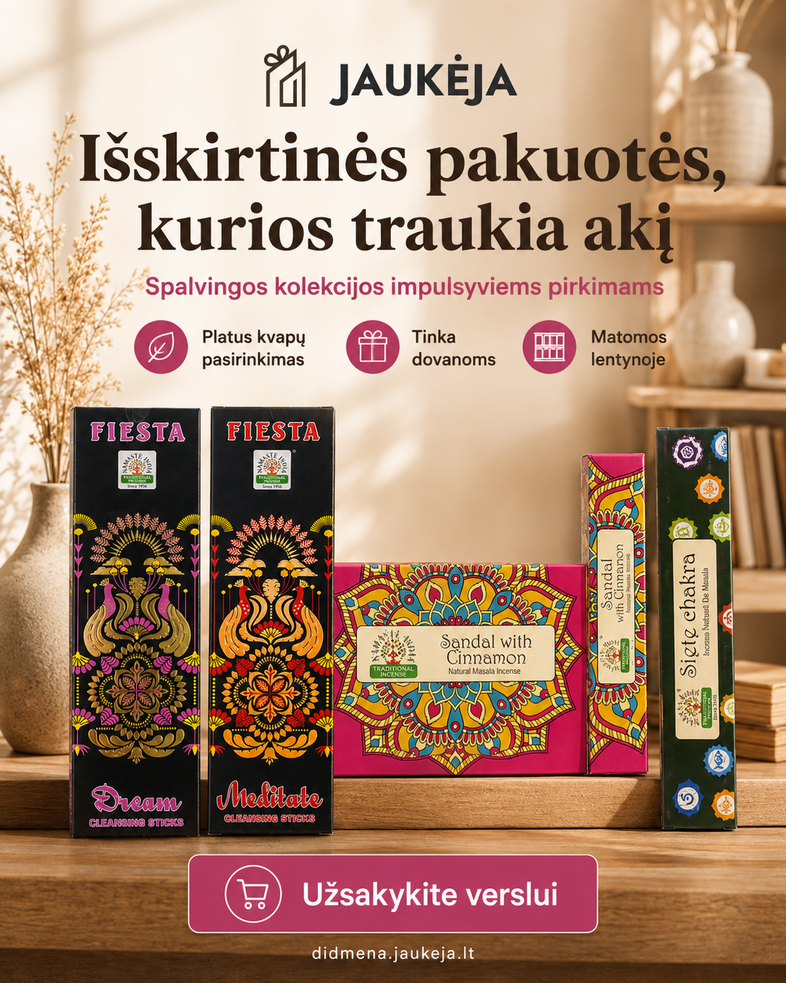 Jaukeja.lt Facebook ad: Išskirtinės pakuotės, kurios traukia akį