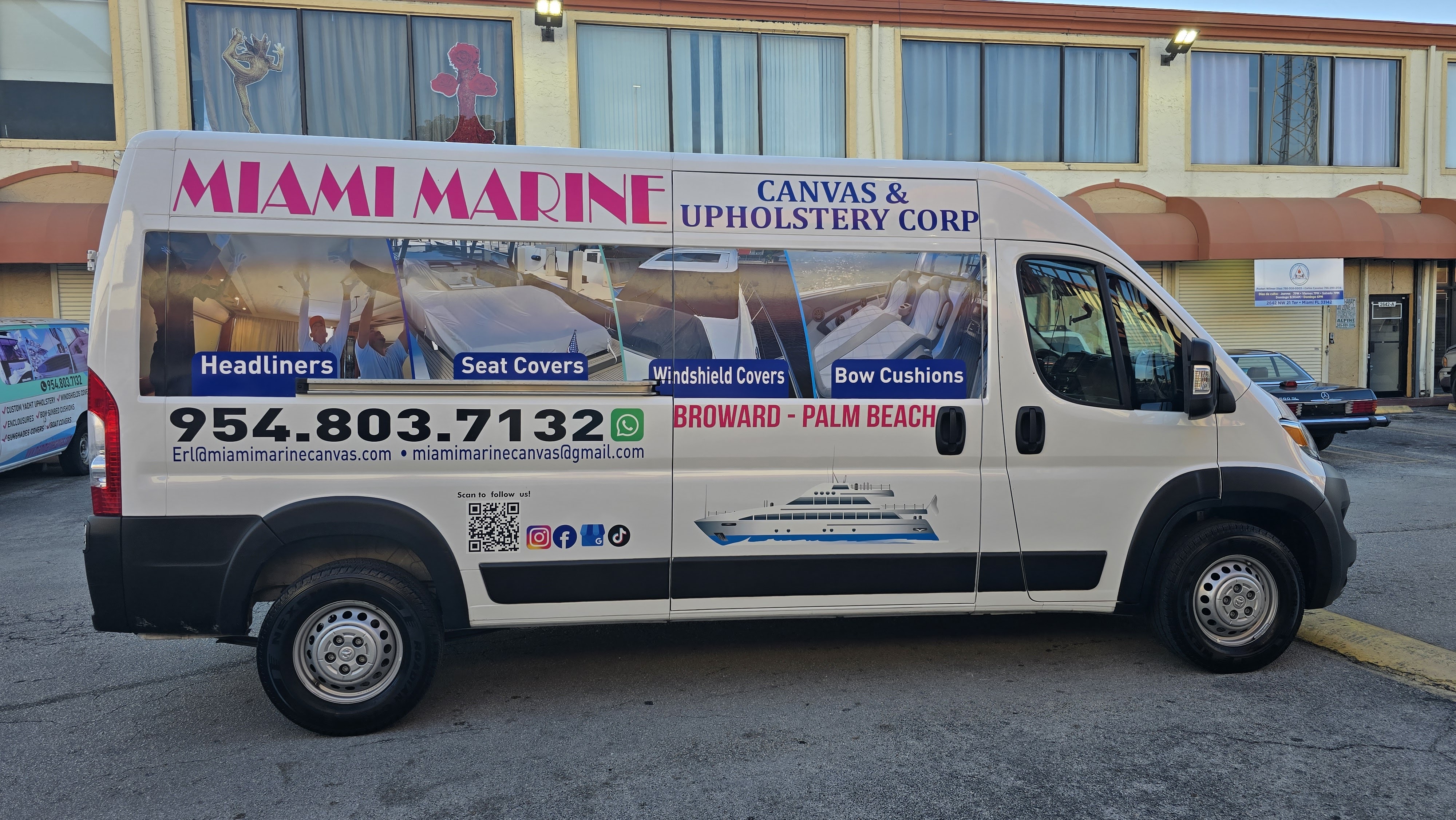 Miami Marine Canvas & Upholstery Corp. Facebook ad: Various Sunshades from recent projects.