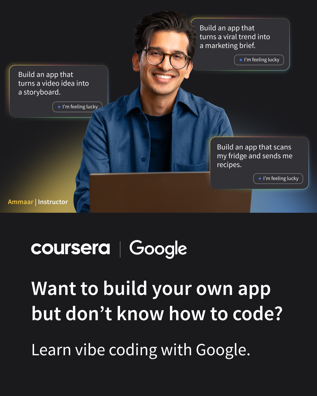 Coursera Facebook ad: Google AI Professional Certificate