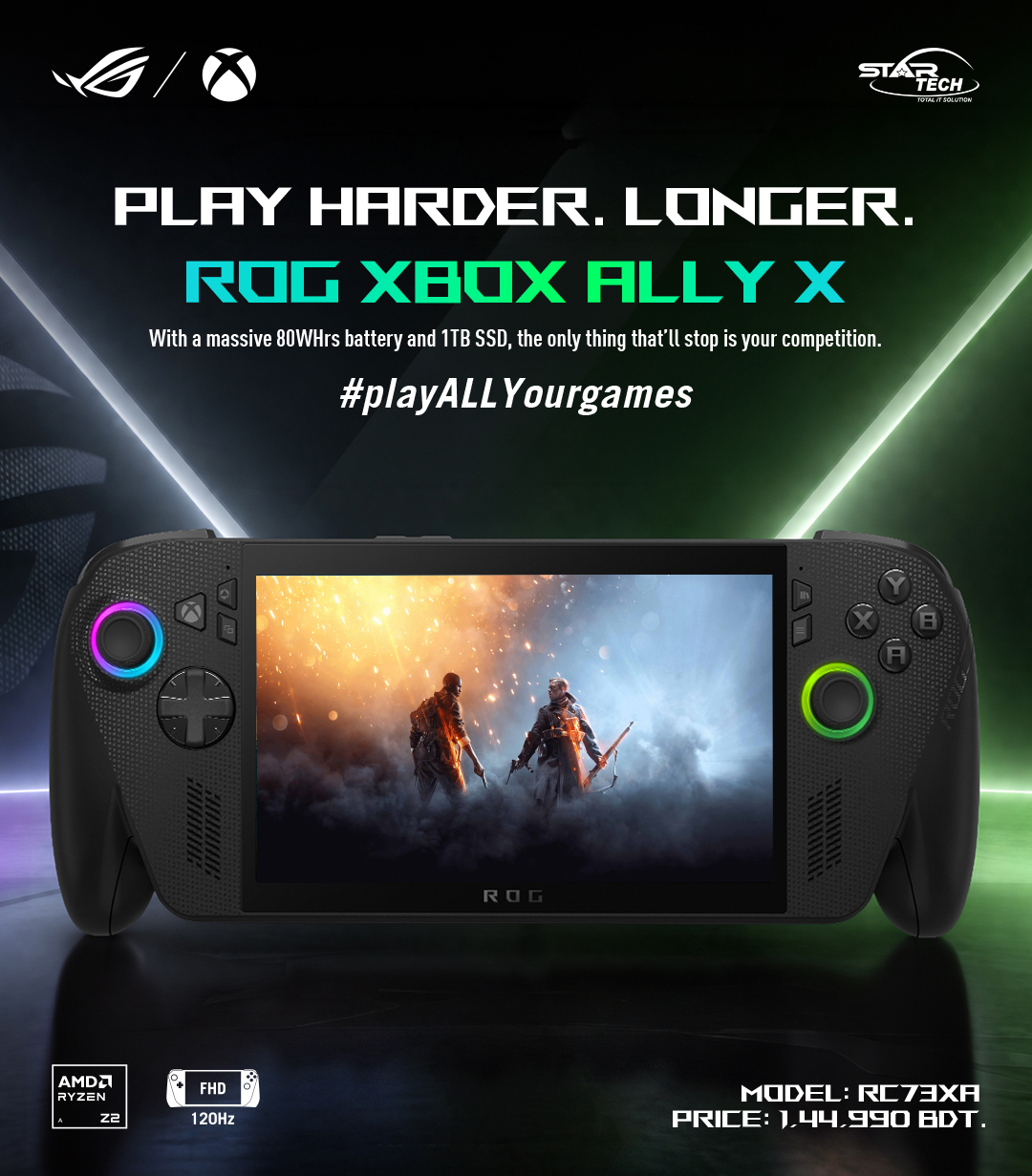 Star Tech Ltd. Facebook ad: Powerful, Portable, Next-Gen, ASUS ROG Xbox Ally X…
