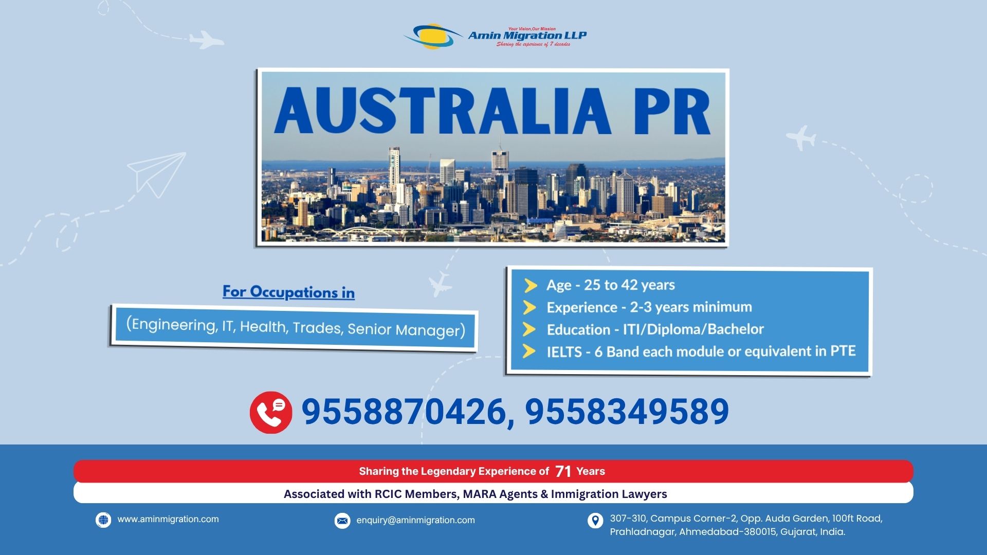 Amin Migration Facebook ad: Work & Live in Australia, PR Open!