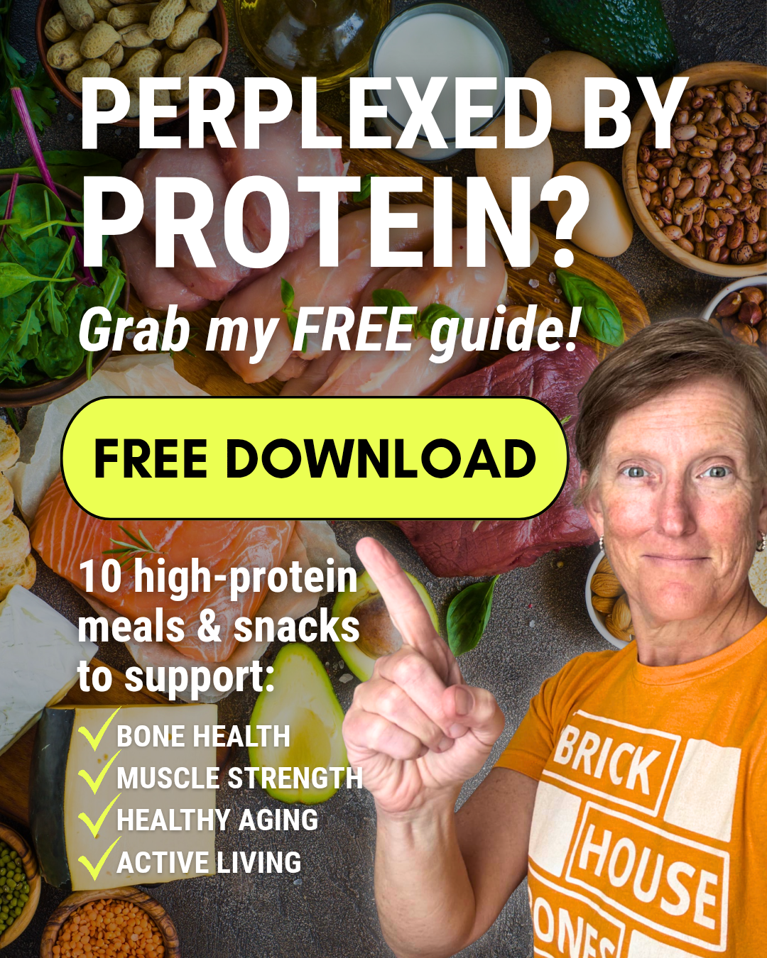 Dr. Lisa Moore, DPT Facebook ad: Simple Protein Ideas for Strong Bones
