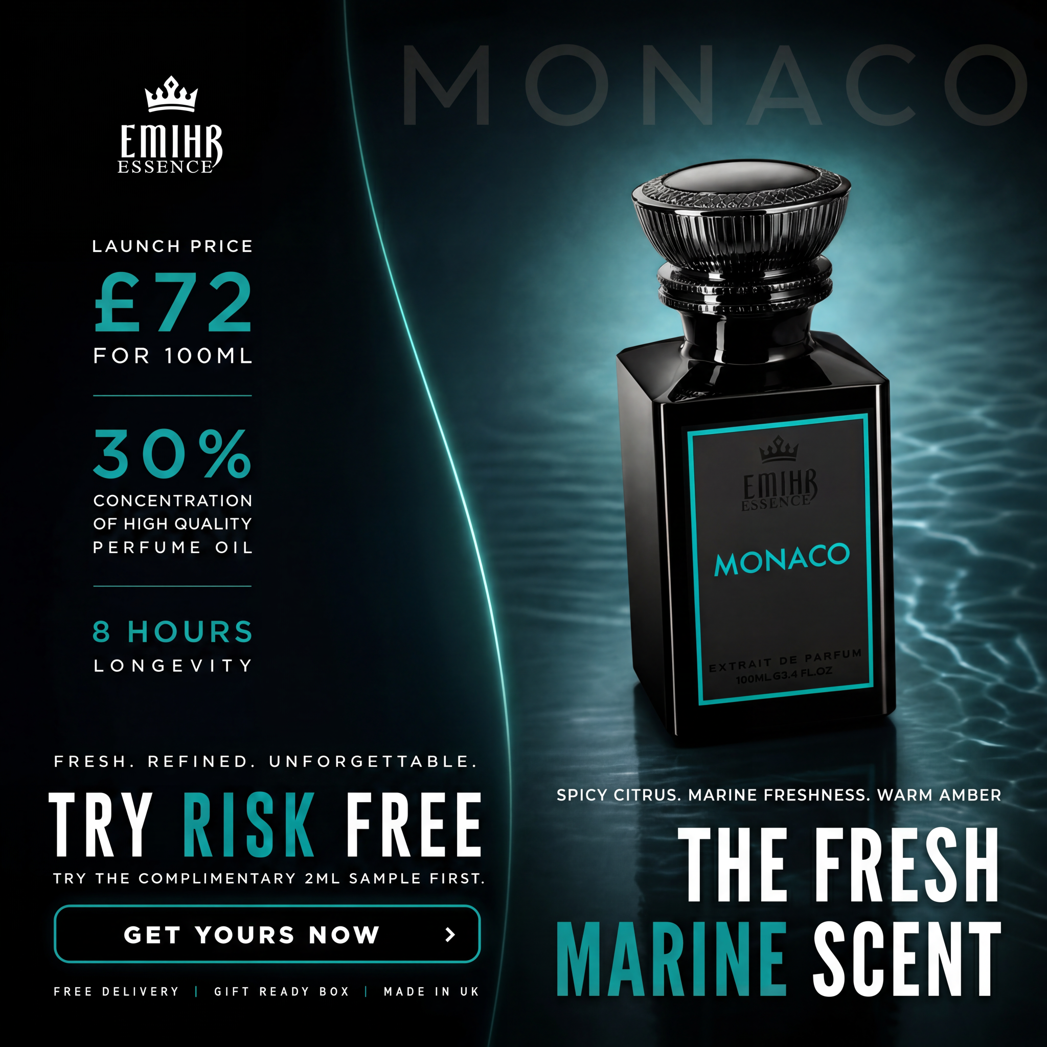 EMIHR Essence Facebook ad: Monaco Extrait de Parfum - £72