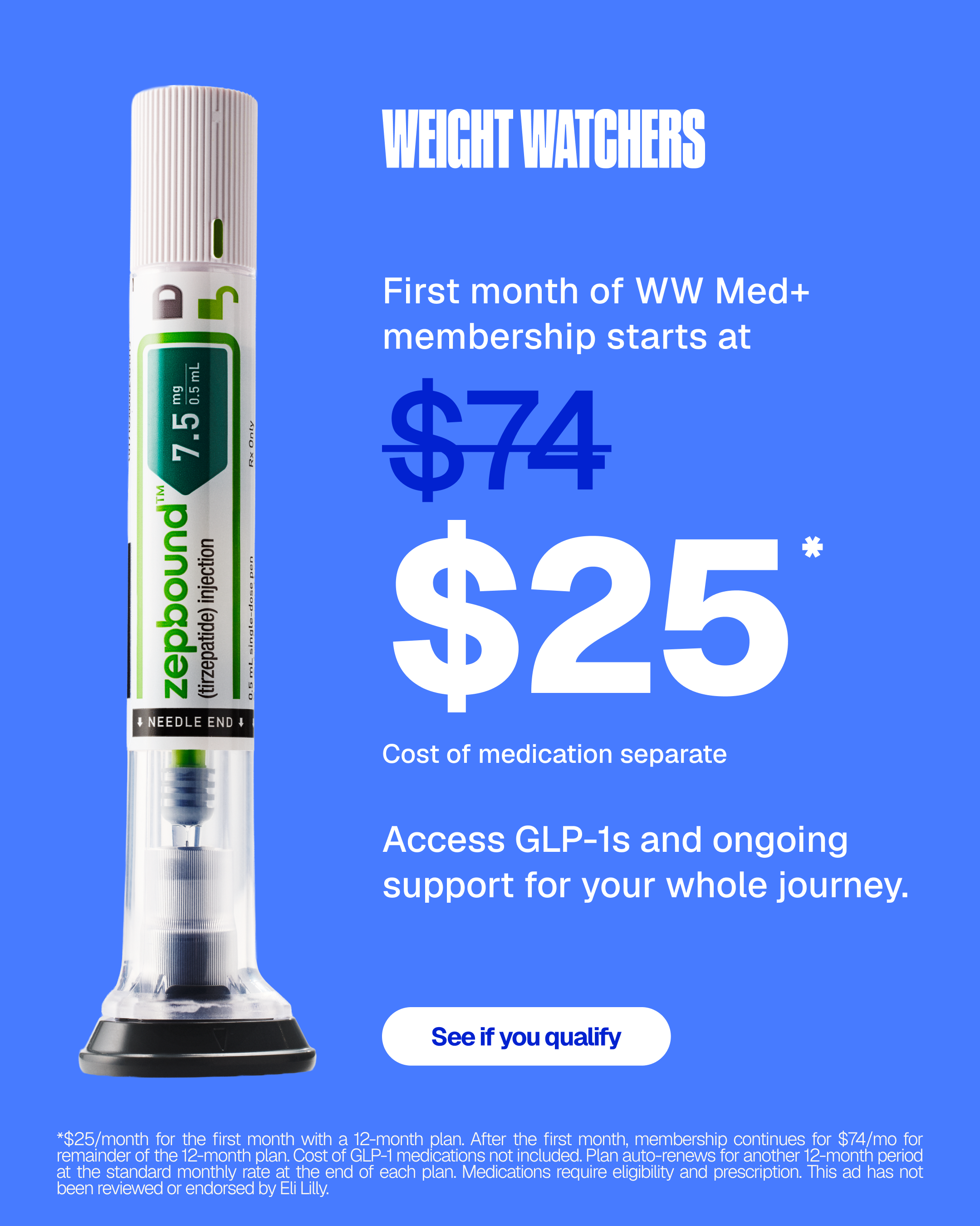 WeightWatchers Facebook ad: GLP-1 Access Starting at $25