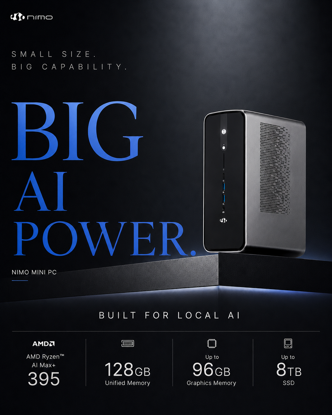 NIMO PC Facebook ad: Nimo's Office & Gaming AI PC - AMD Ryzen AI Max+ 395