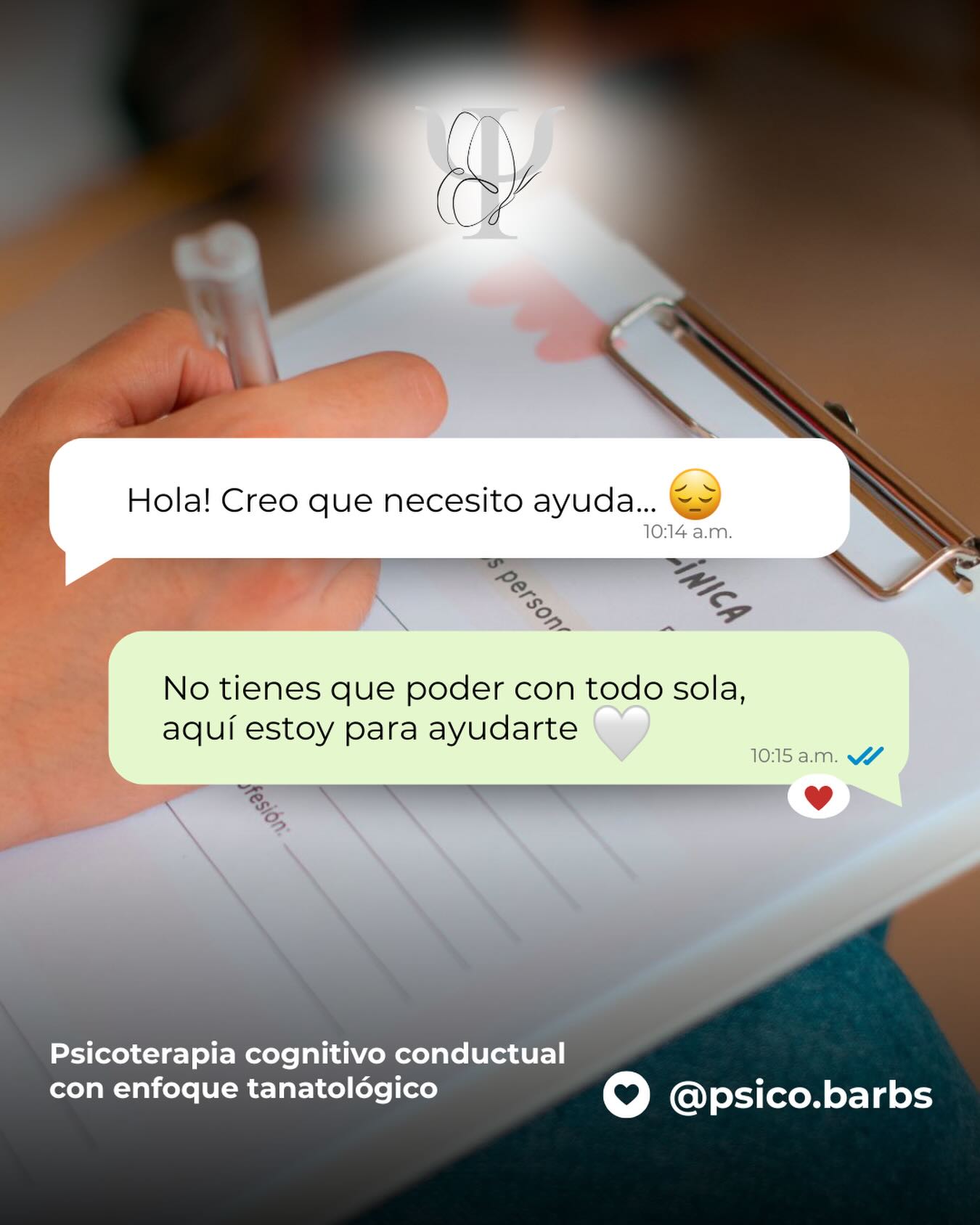 psico.barbs Facebook ad: Pedir ayuda no es debilidad, es valentía.