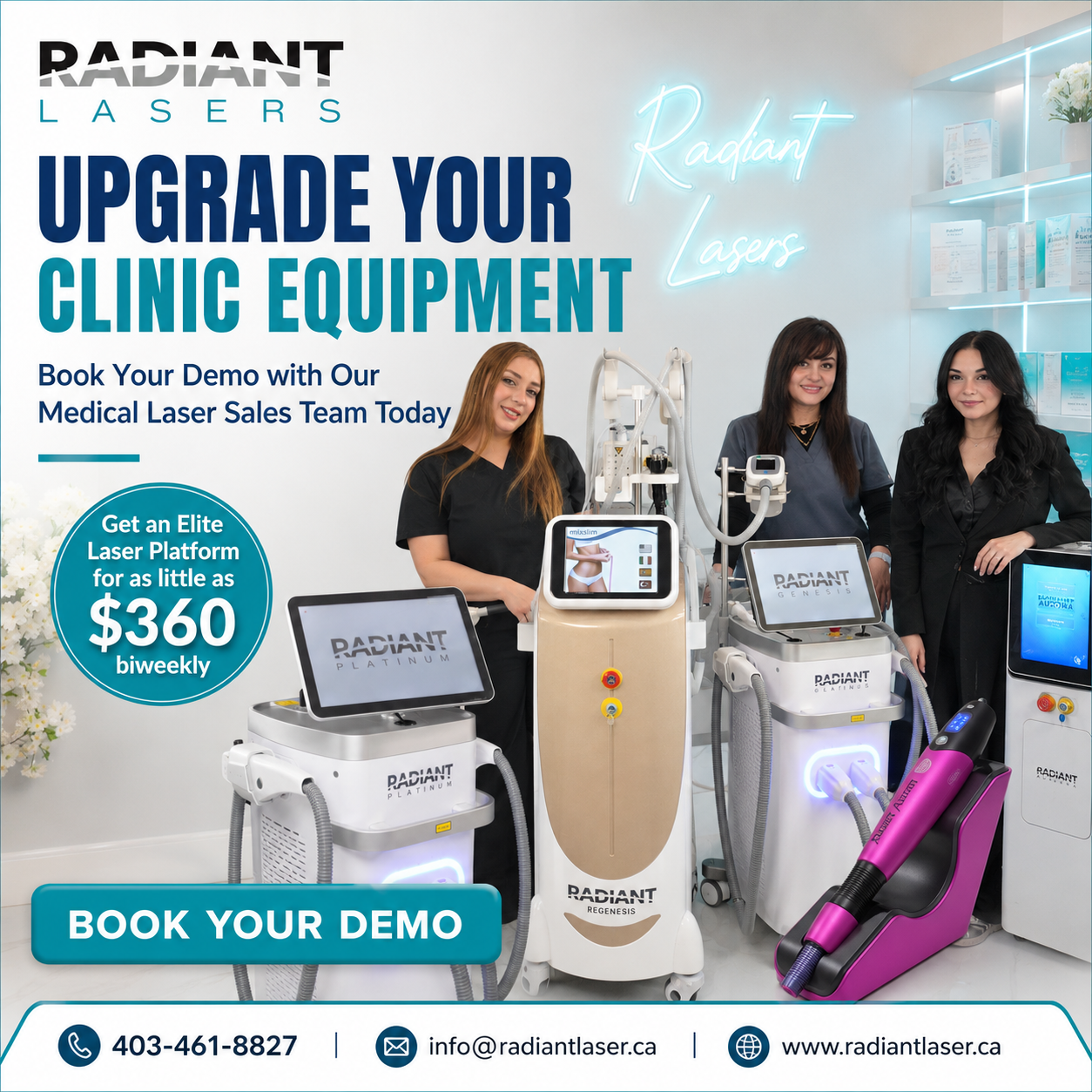 Radiant Lasers Facebook ad: Canada's Most Advanced Laser Tech