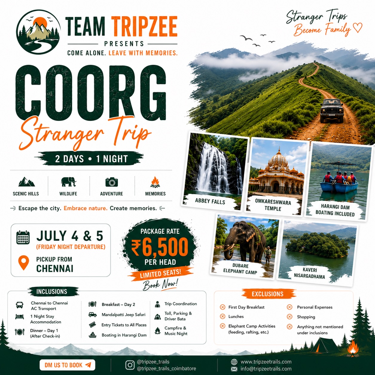 Tripzeetrails Facebook ad: COORG STRANGER TRIP | 2 DAYS • 1…