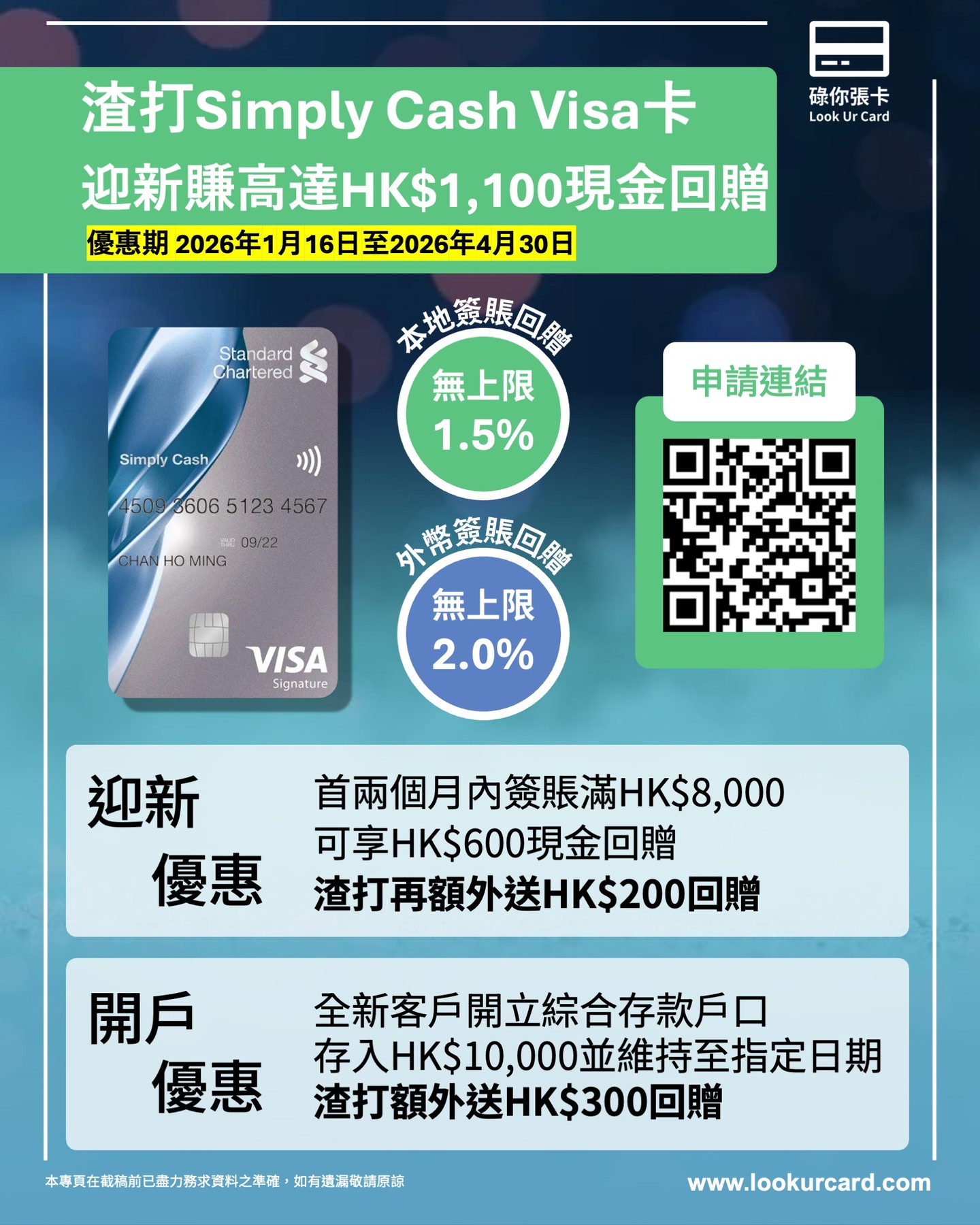 Look Ur Card 碌你張卡 Facebook ad: 渣打Simply Cash Visa卡, 渣打銀行香港