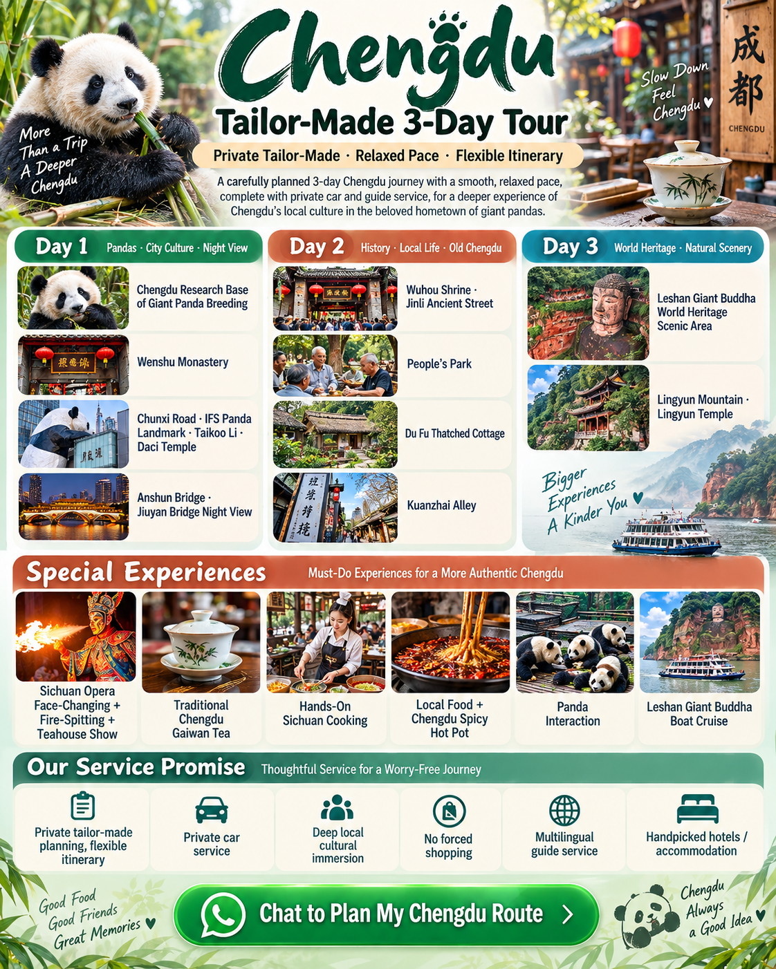 Panda Guide Private Tours Facebook ad: Plan Your 3-Day Chengdu Trip