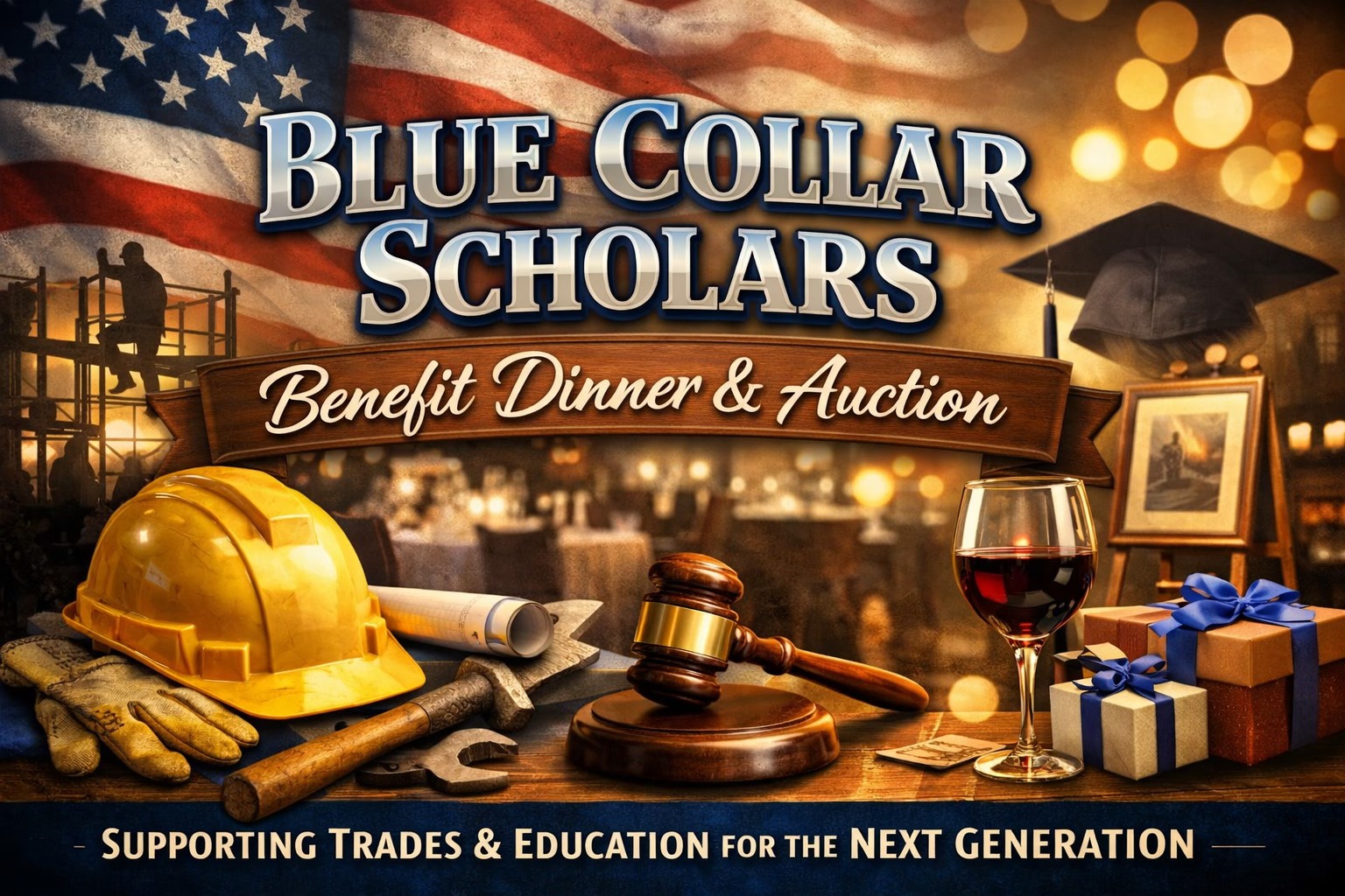 Blue Collar Scholars Facebook ad: Benefit Dinner & Auction