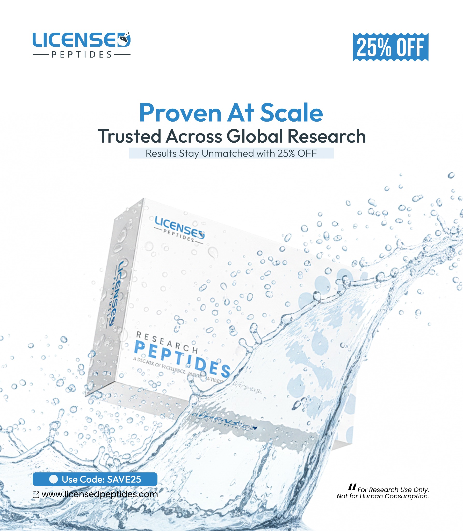 Licensed Peptides Research Facebook ad: 25% OFF Sale Ends Soon