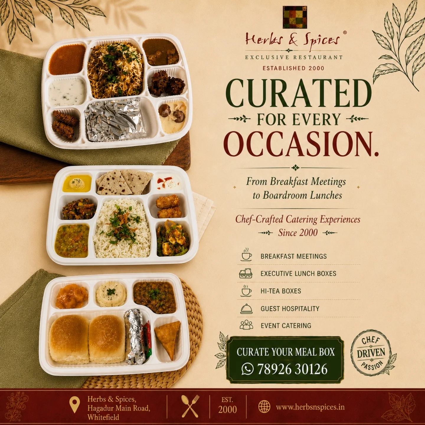 Herbs & Spices Facebook ad: Corporate Catering Across Bangalore