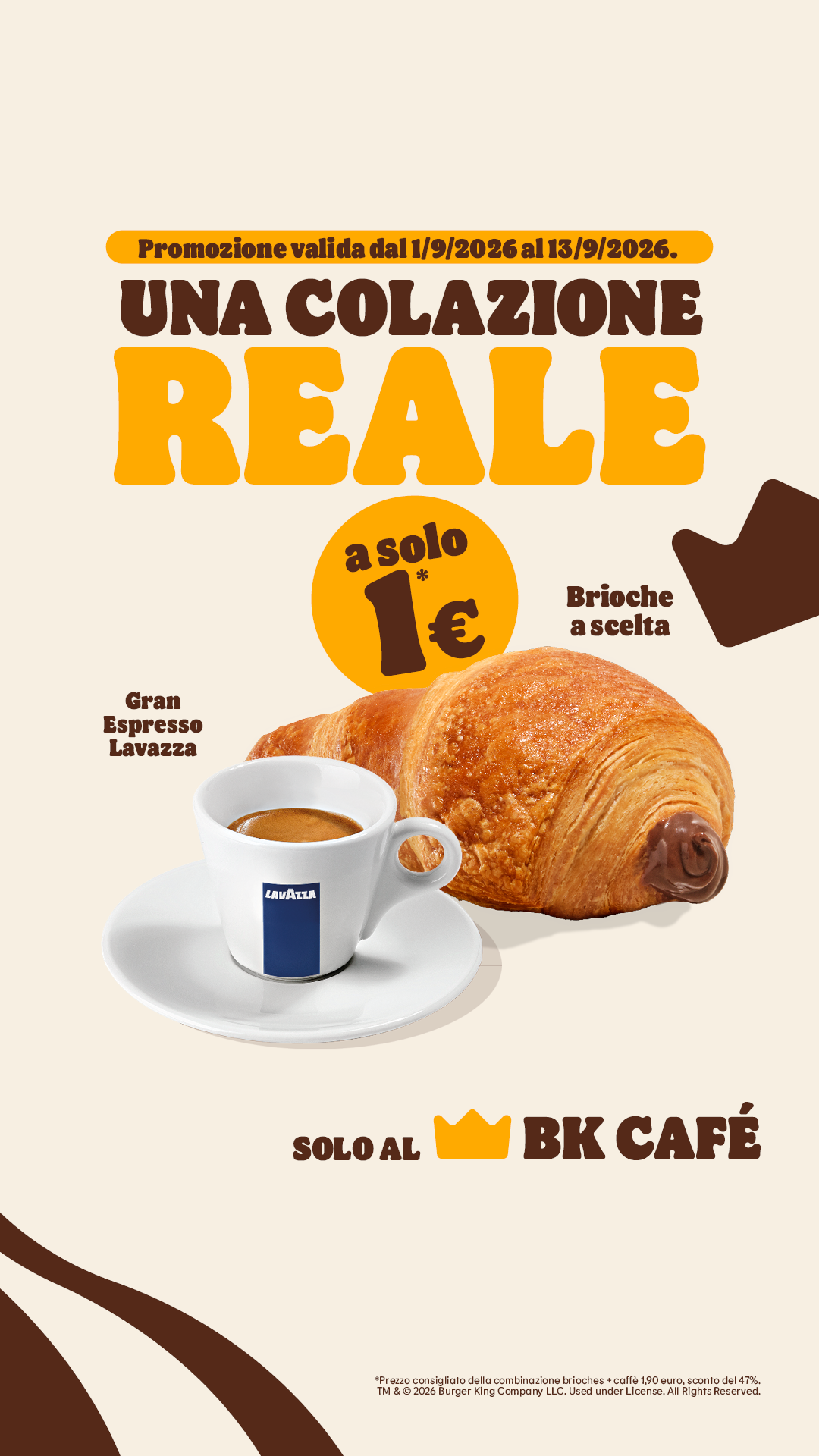 Burger King Italia Facebook ad: Vieni al BK Café.