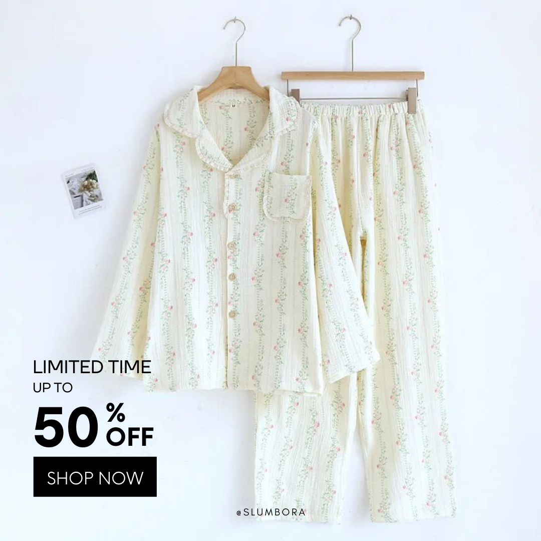Slumbora Facebook ad: Cotton Pajamas, 50% OFF