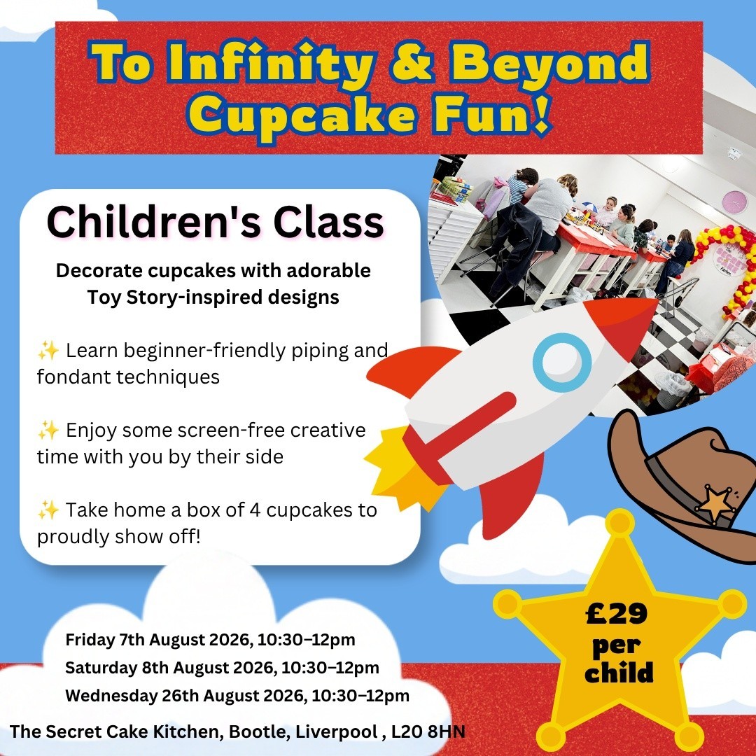 The Secret Cake Kitchen, Liverpool - Cake Decorating Classes Facebook ad: Children's Summer Cupcake Class