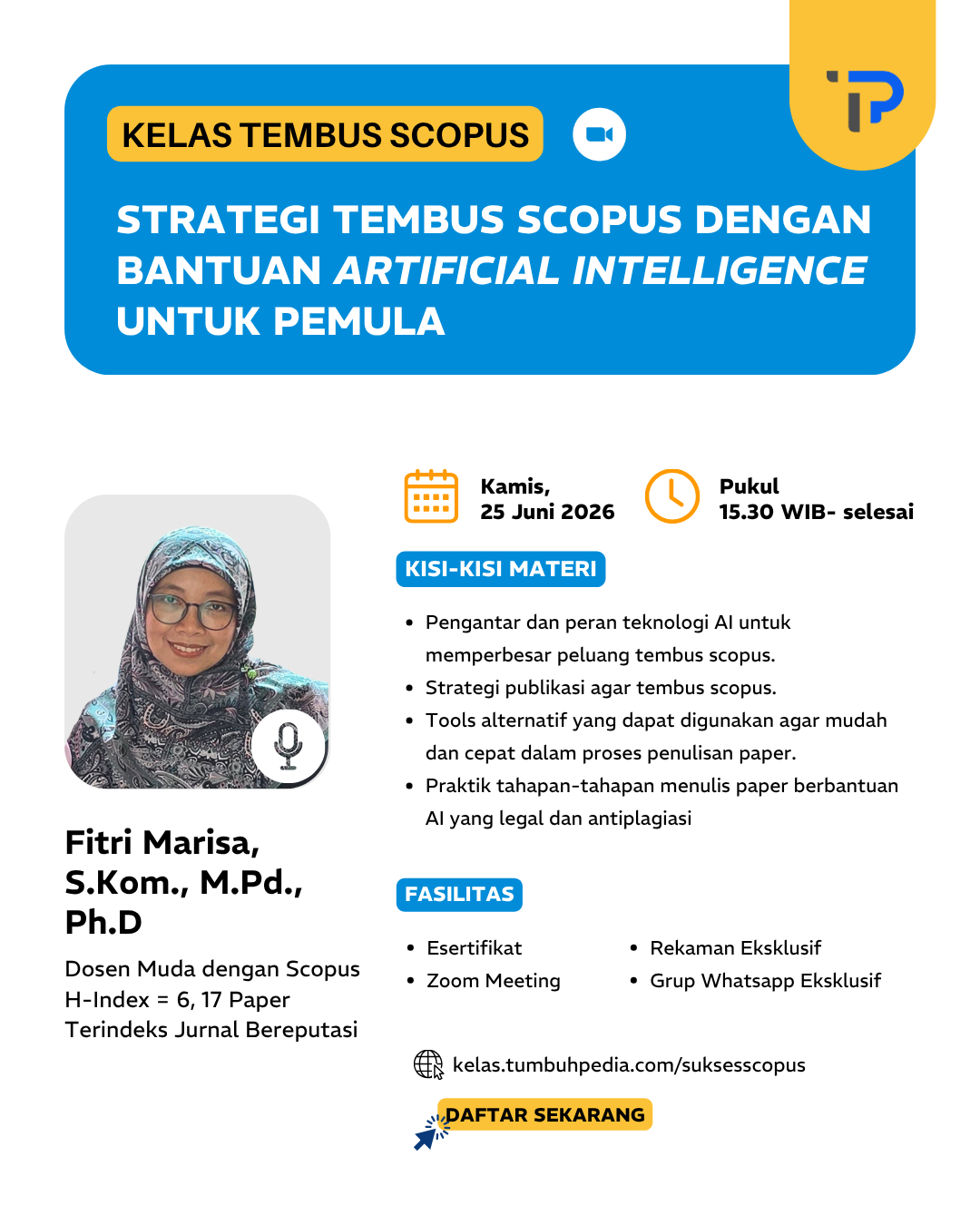 Tumbuhpedia Facebook ad: DAFTAR KELASNYA DI SINI YA!