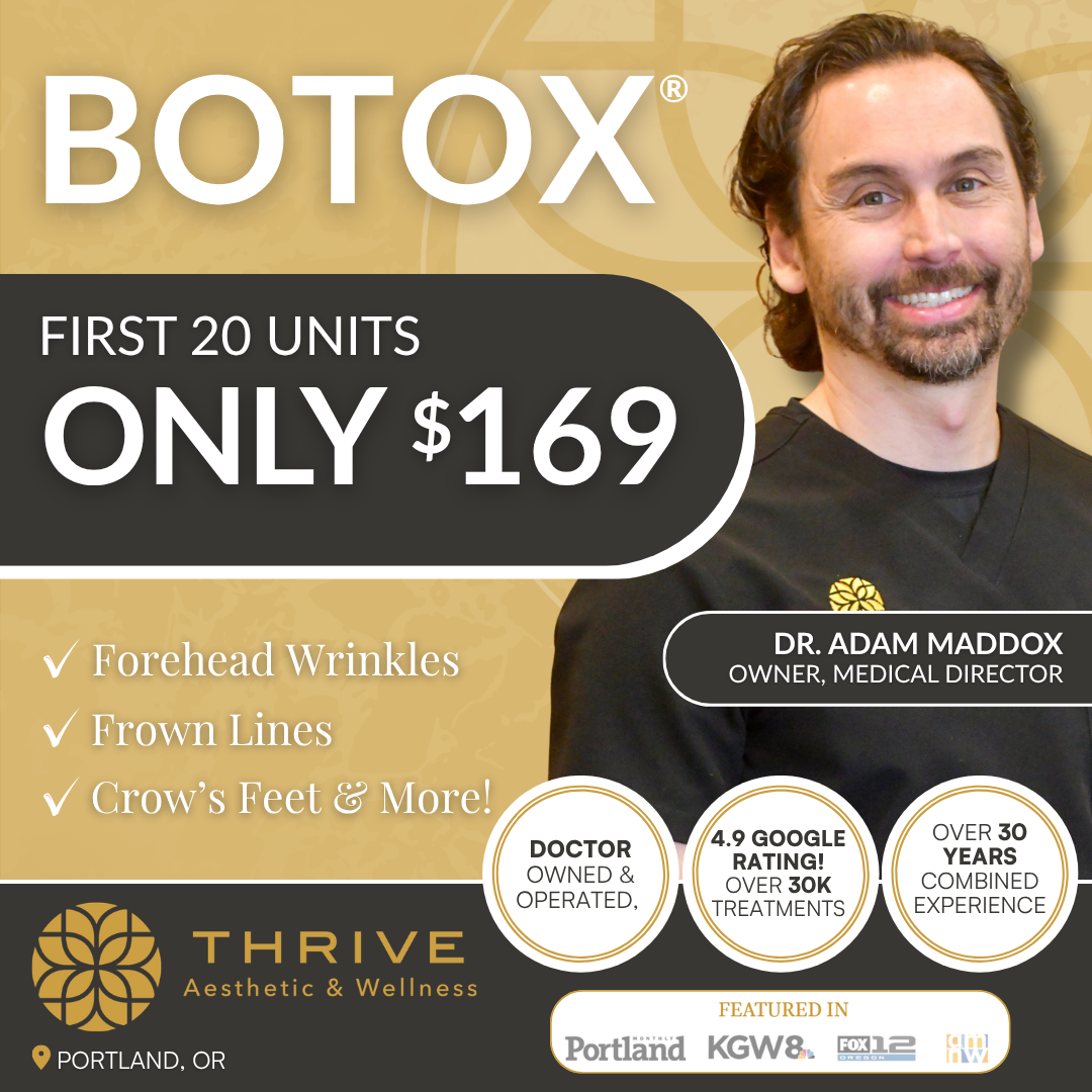 Thrive Aesthetic & Wellness Facebook ad: Get your first 20 units of Botox for only $169!