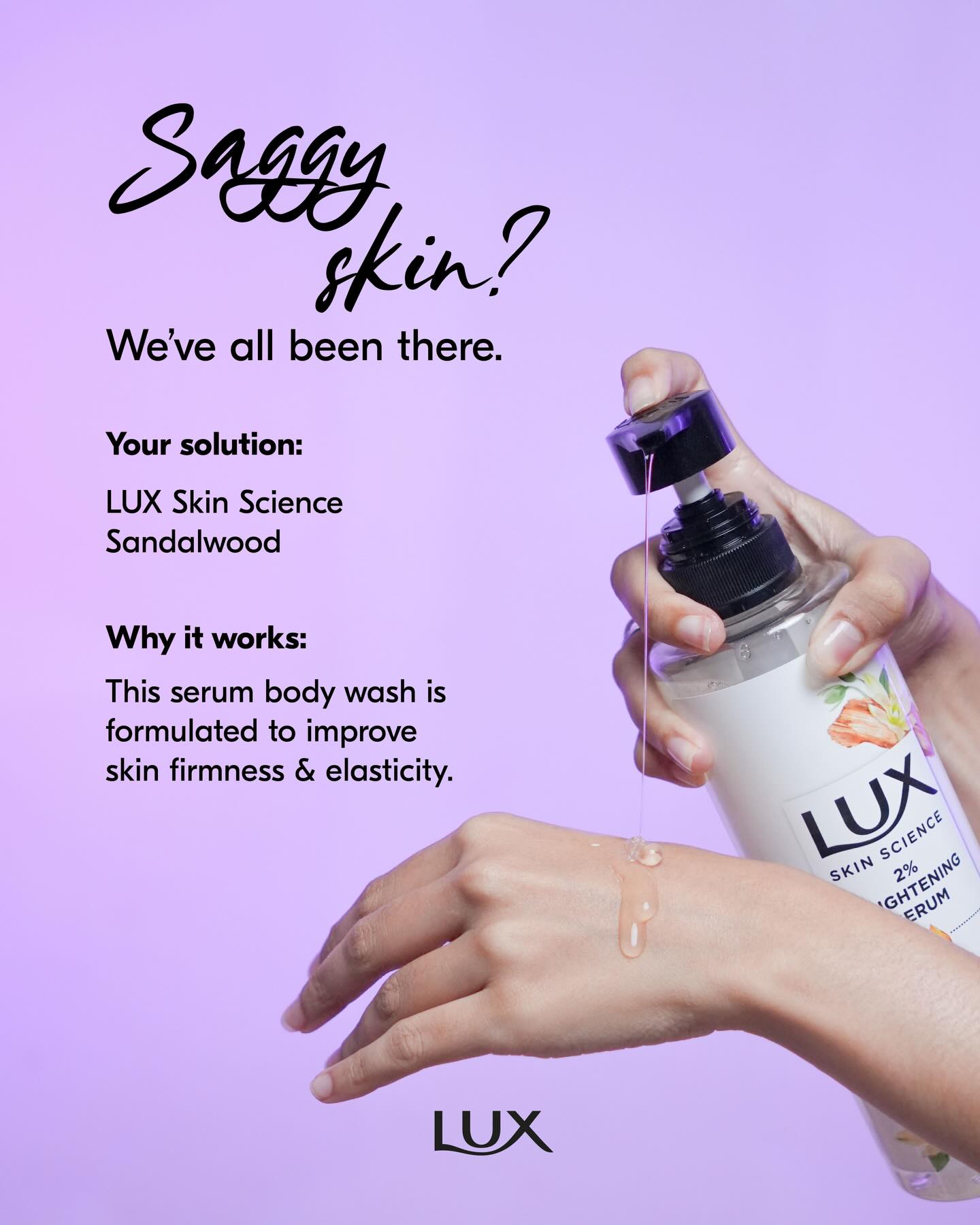 LUX Facebook ad: Saggy skin? We’ve all been there.