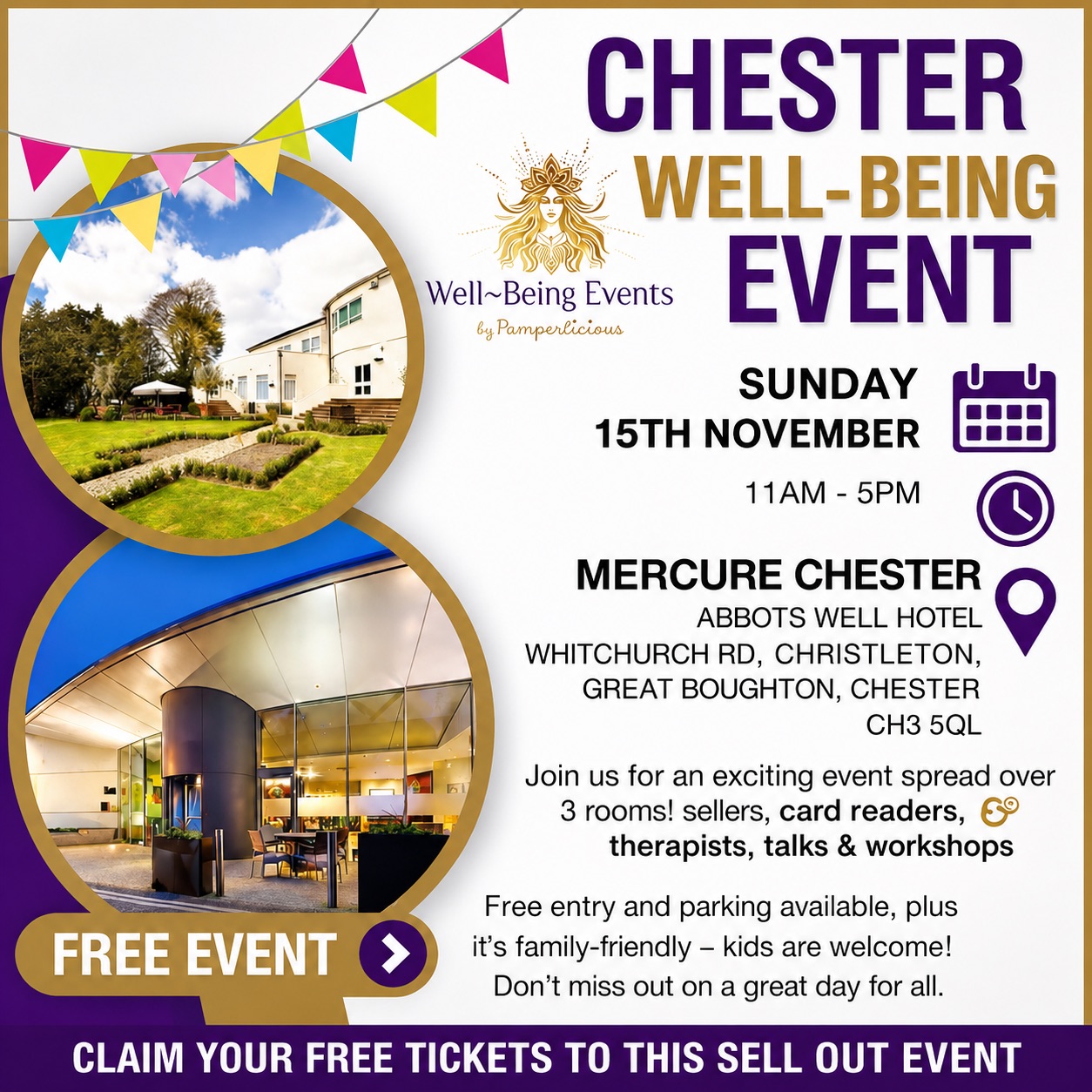 Well-Being Events by Pamperlicious Facebook ad: A Day of Wellbeing at Mercure Chester