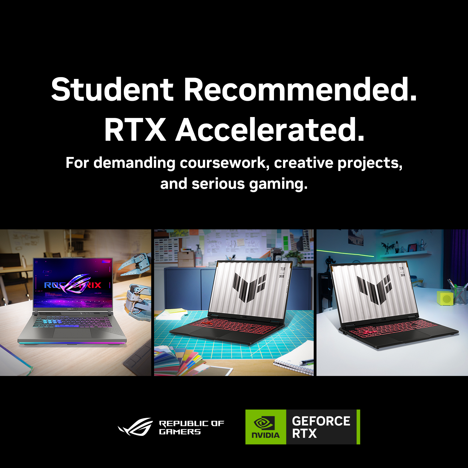 JUST IT TECHNOLOGY Facebook ad: Student Recommended. RTX Accelerated.