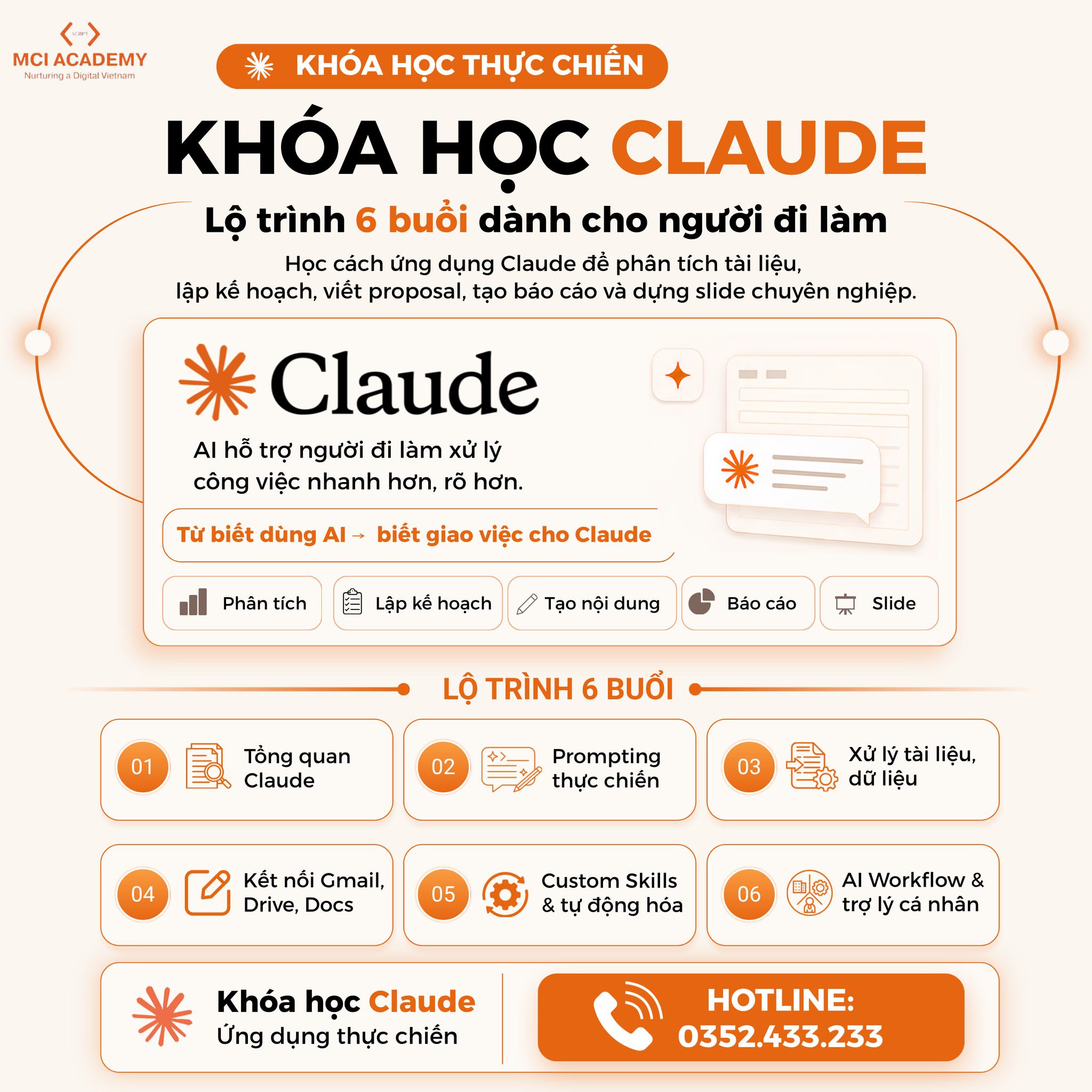 Học Viện Công Nghệ MCI Việt Nam Facebook ad: CLAUDE AI, LÀM VIỆC THÔNG MINH HƠN, RA…