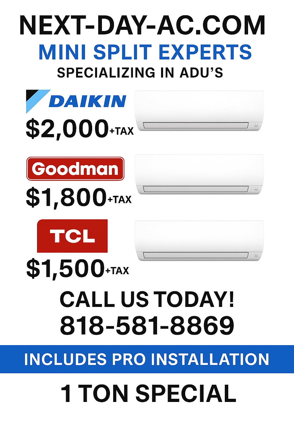 Next-day-ac.com Facebook ad: Next Day Air Conditioning & Heating