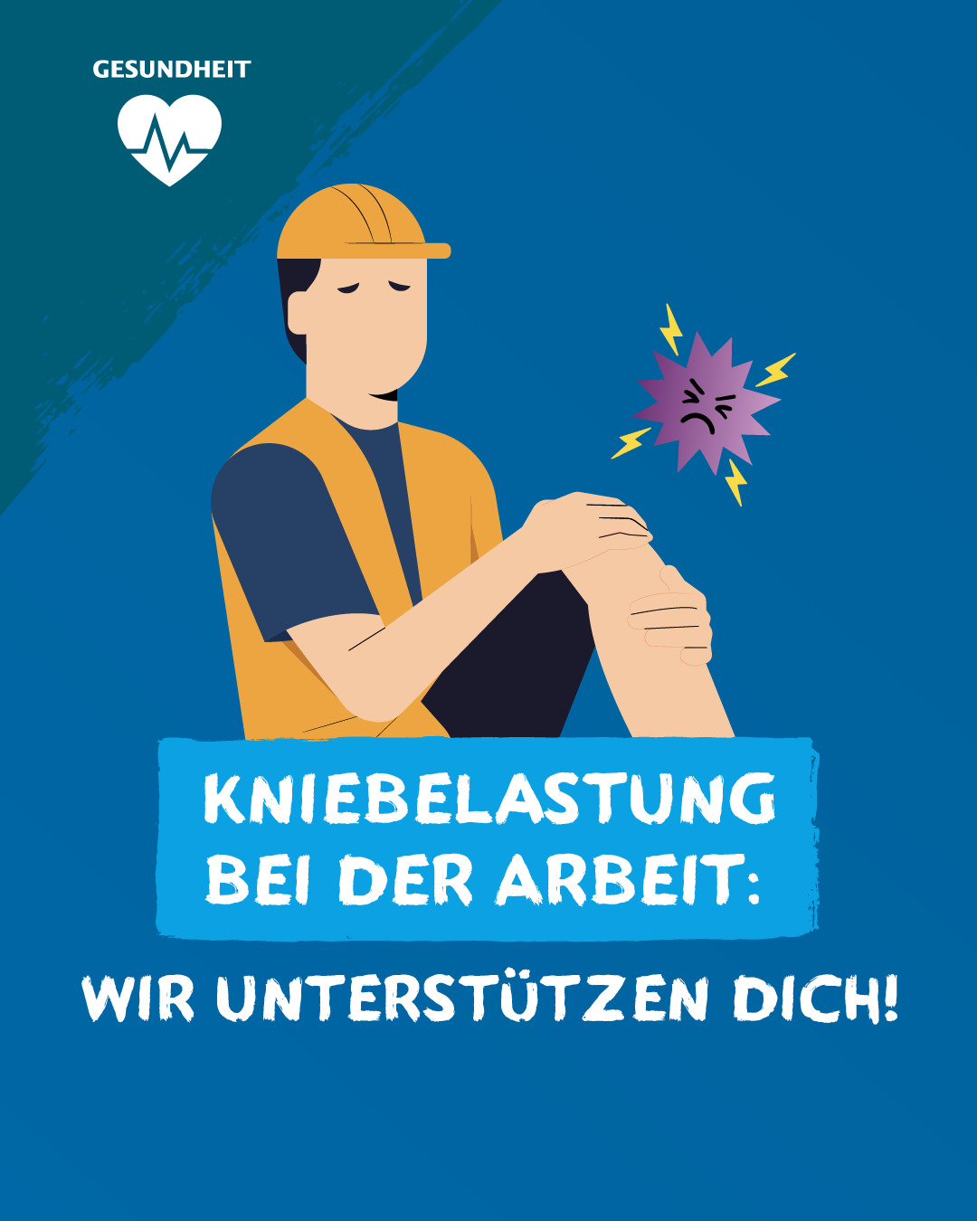 IKK classic Facebook ad: Viel Knien, Hocken oder schweres Tragen gehört für…