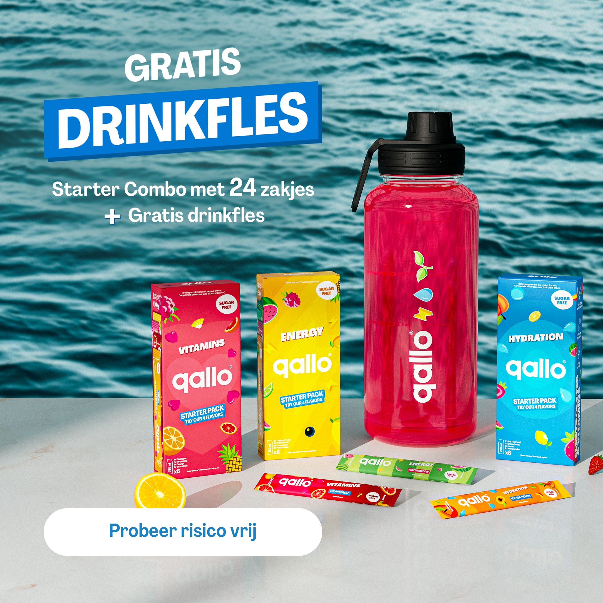 Qallo Facebook ad: Geef je water een boost met Qallo
