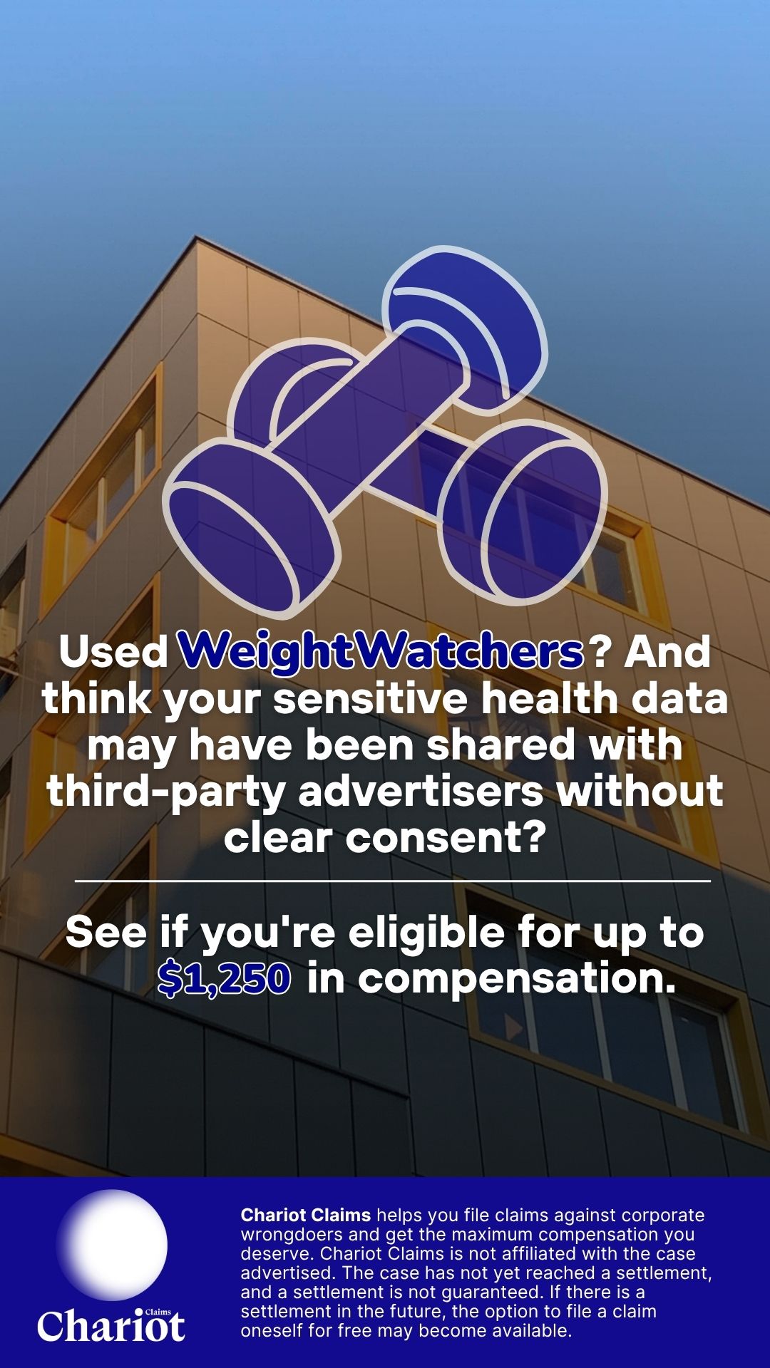 Chariot Claims - formerly ClaimClam Facebook ad: Used WeightWatchers online since 2024? Your health quiz…