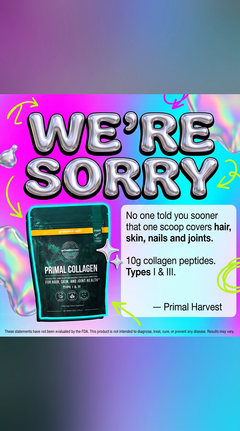 Primal Harvest Facebook ad: Fuller Hair in One Scoop