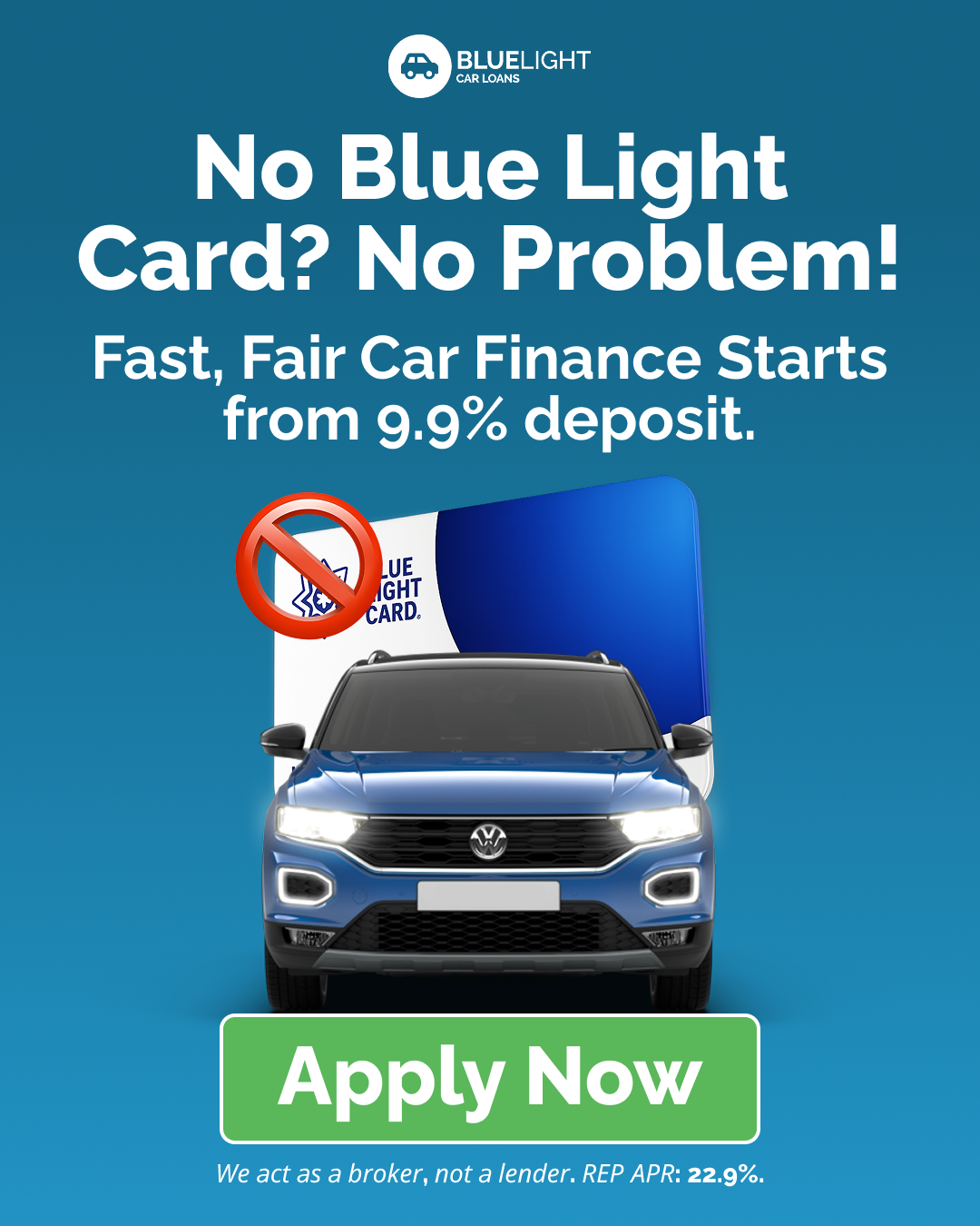 Blue Light Car Loans Facebook ad