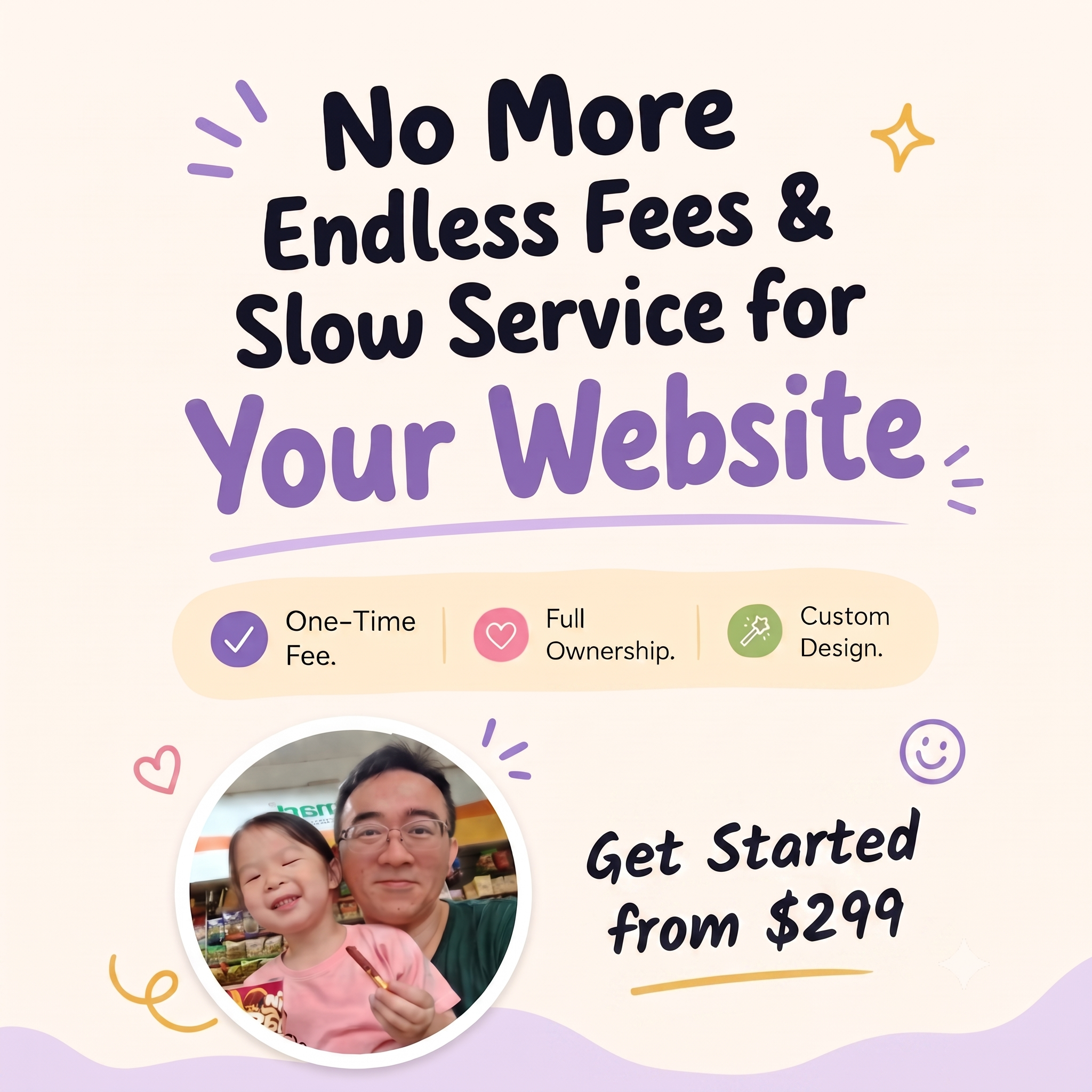 Digital ROI Buddy Facebook ad: Don't overpay for your website. Join my smart clients today.