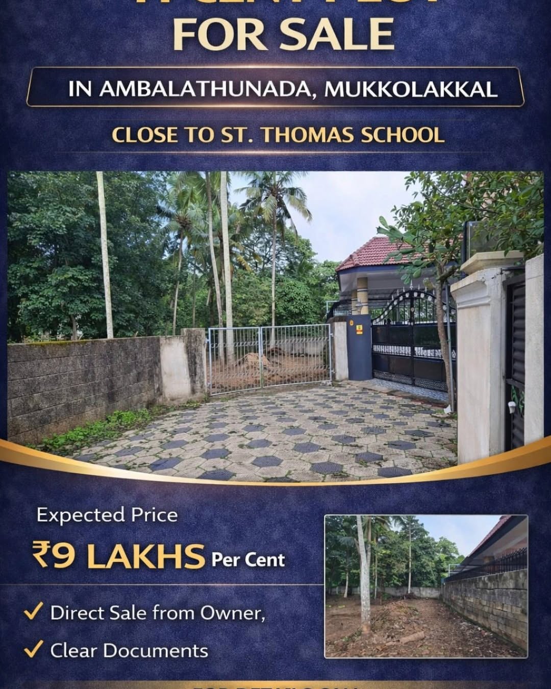 Raji Venugopal Facebook ad: 11 Cents at Ambalathunada near St Thomas school…