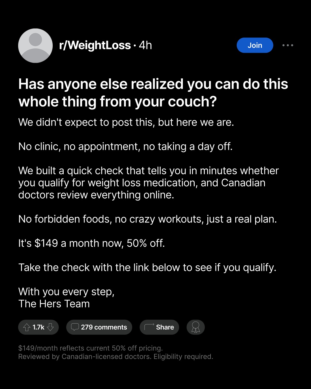 Hers Facebook ad