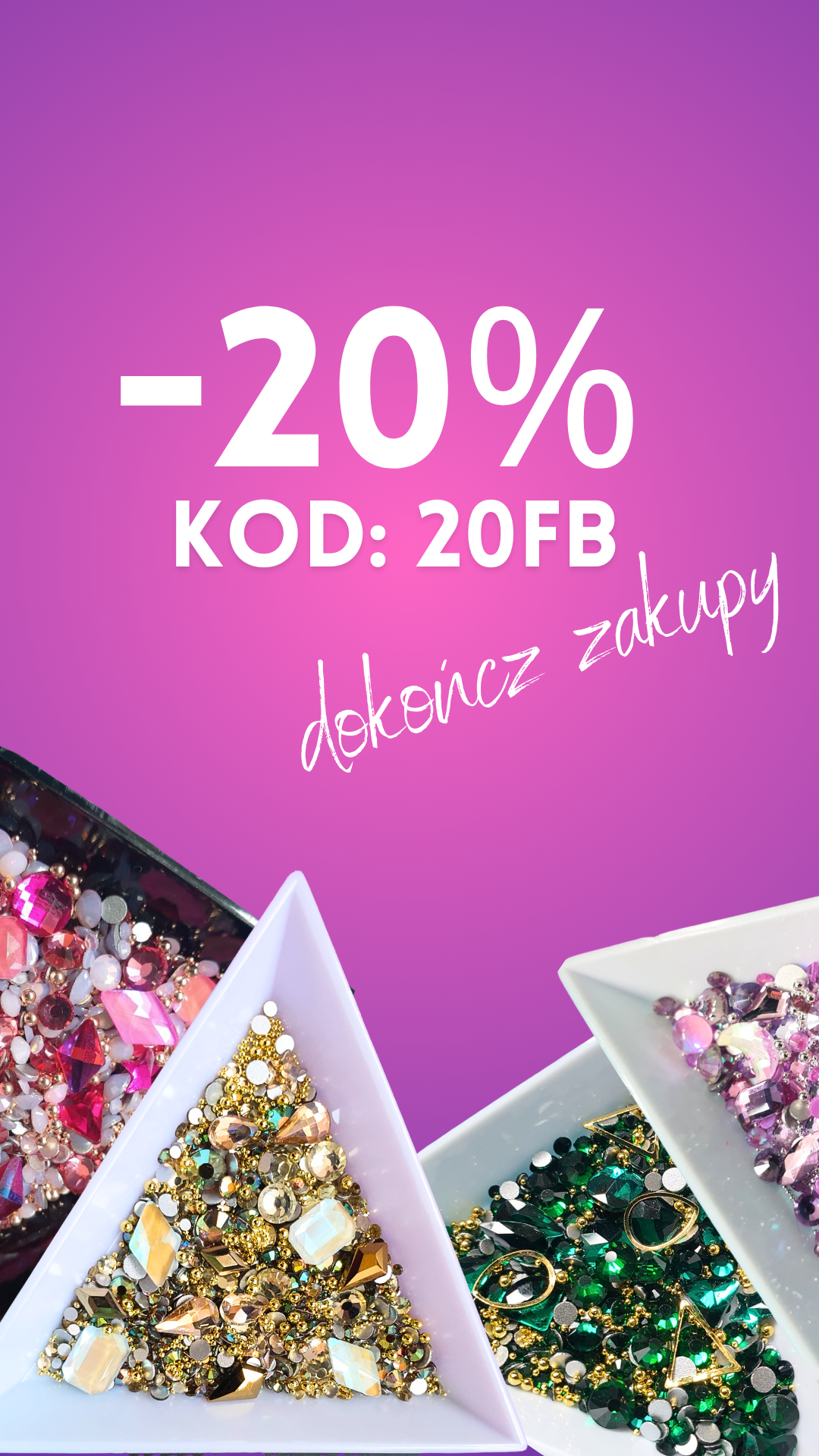 Zircone nail art crystals Facebook ad from Dec 9, 2024