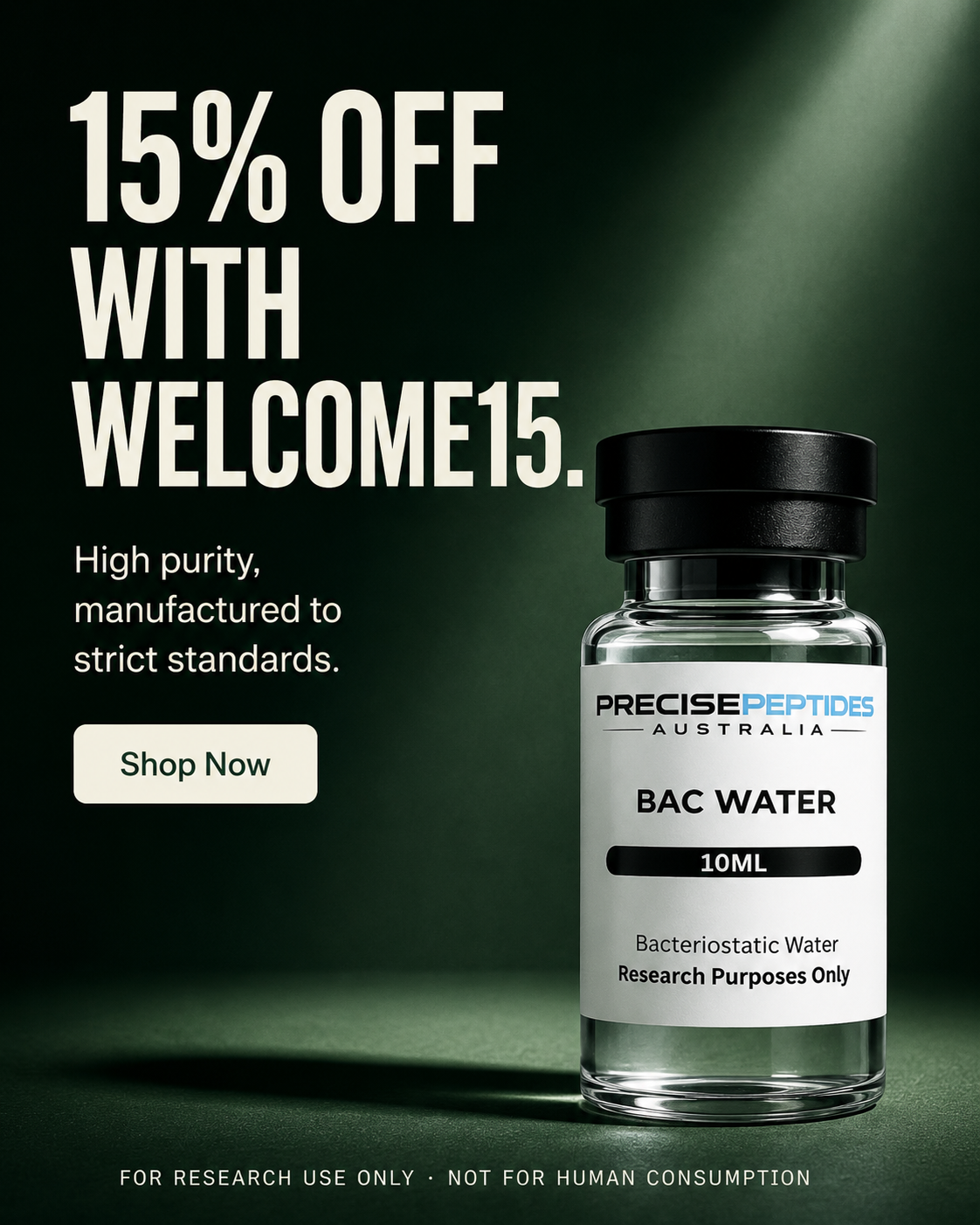 Precise Peptides Australia Facebook ad: 15% Off Your First Order