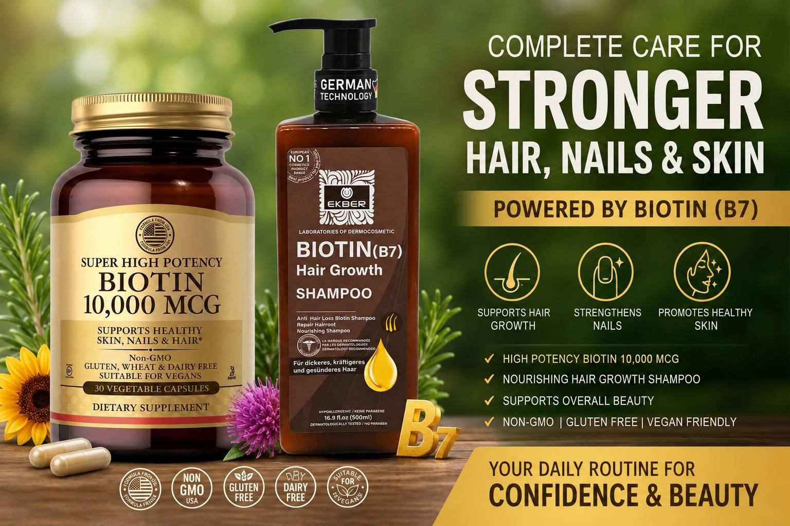 Hair vitamins Facebook ad: اهکار کامل مراقبتی!