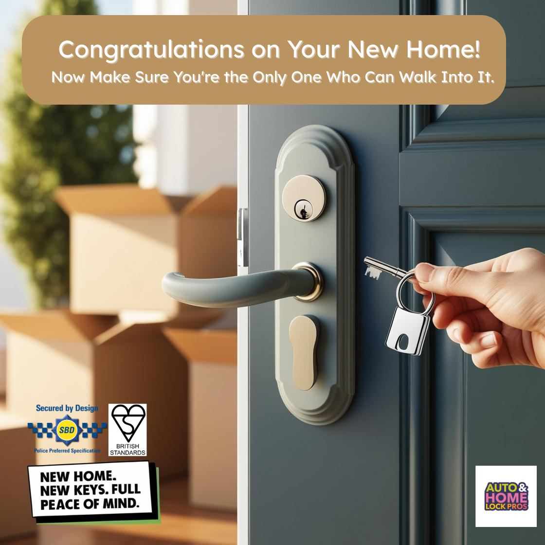 AHLP Locksmiths - Auto & Home Lock Pros Facebook ad: Moved into a New Home?
