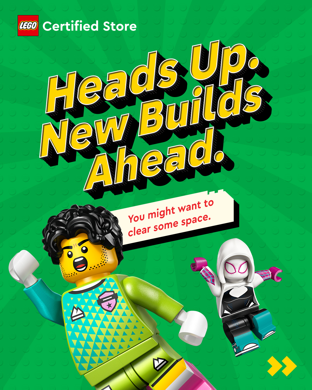 Lego.MyBrickhouse Facebook ad: New drops. Fresh builds.