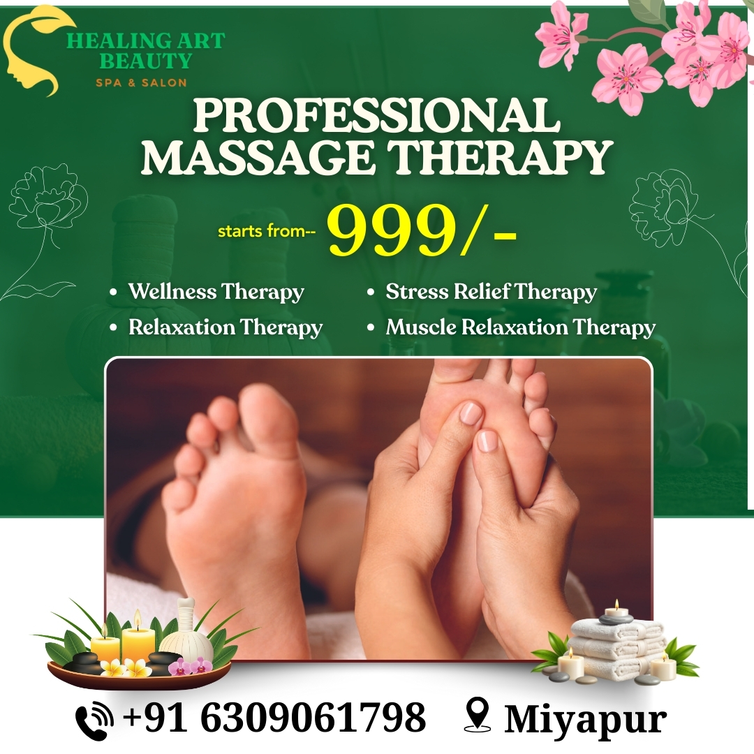 Healing art beauty salon and spa Facebook ad: Wellness Therapy starts at ₹999 Only