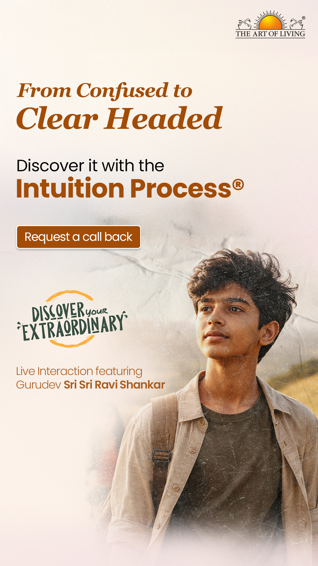 Intuition Process, Art of Living, Request Call Back, Summer Vacations Facebook ad