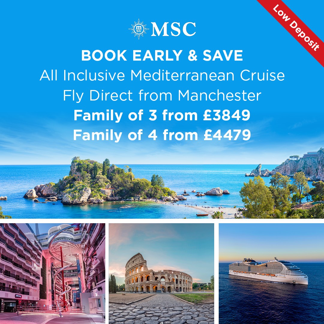 CruiseKings Facebook ad: Fly from Manchester! All-Inclusive Mediterranean Cruise…