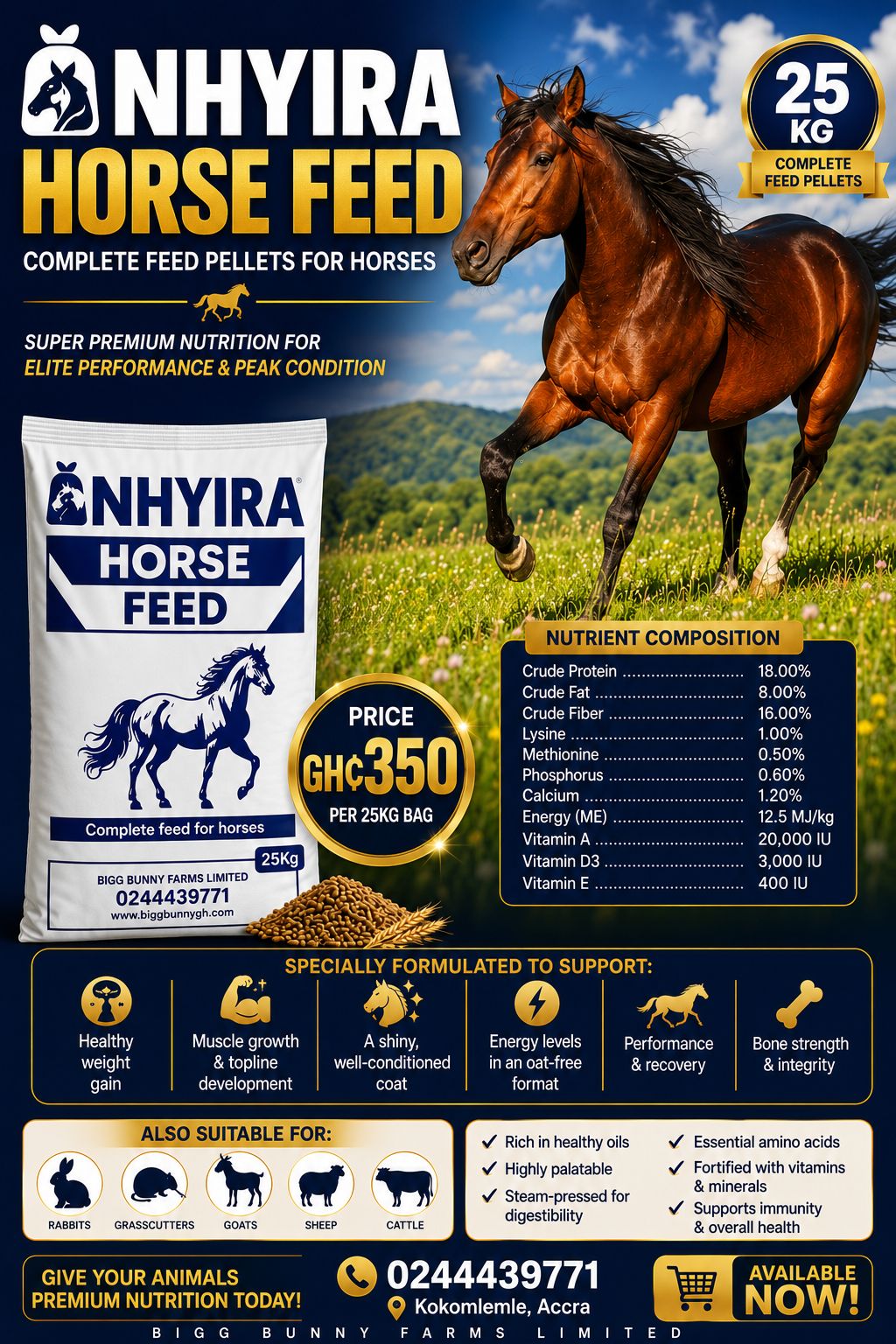 Nhyira Feeds Facebook ad: Performance Horse Feed Pellets