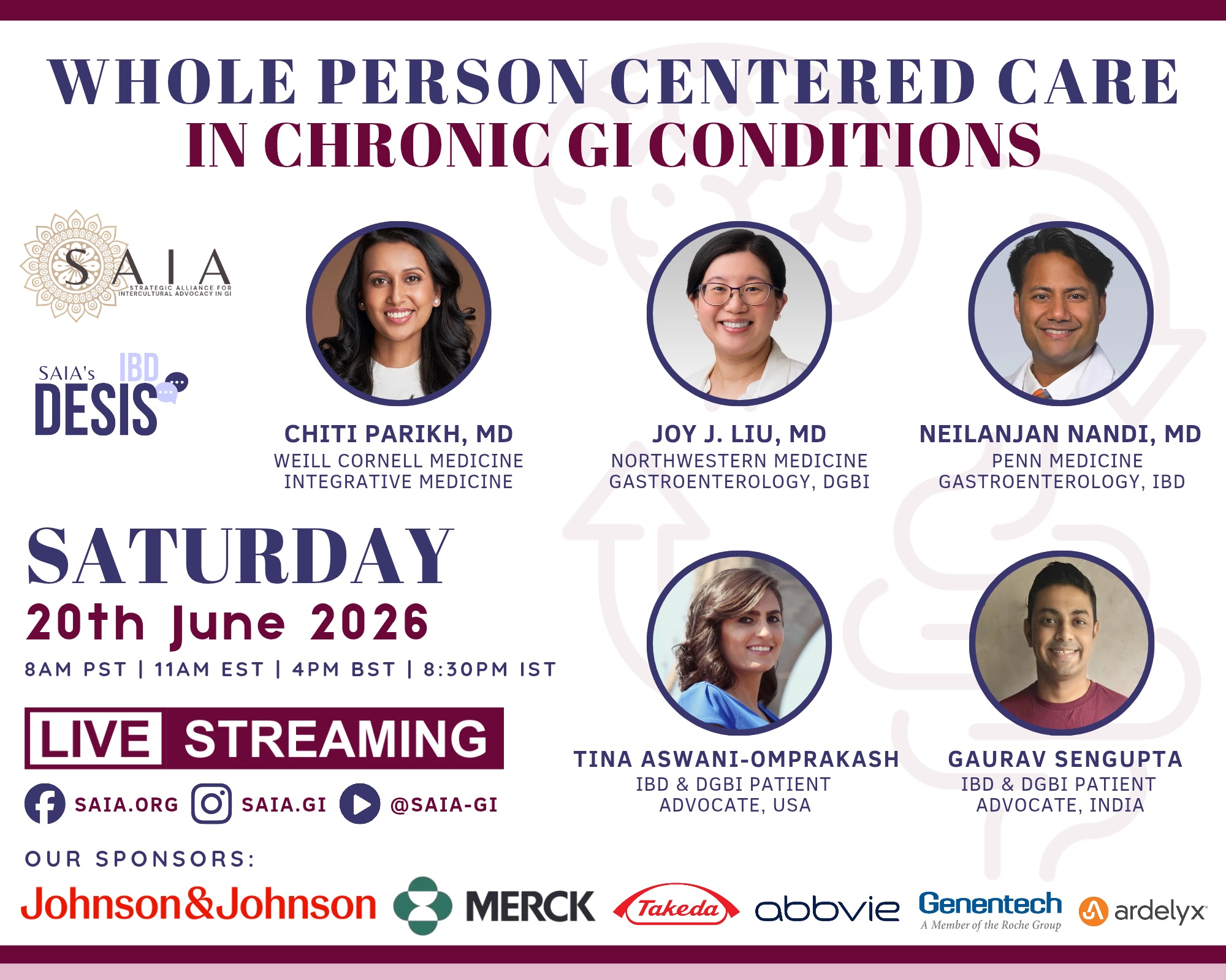 Strategic Alliance for Intercultural Advocacy - SAIA Facebook ad: Whole Person Centered Care in GI Conditions