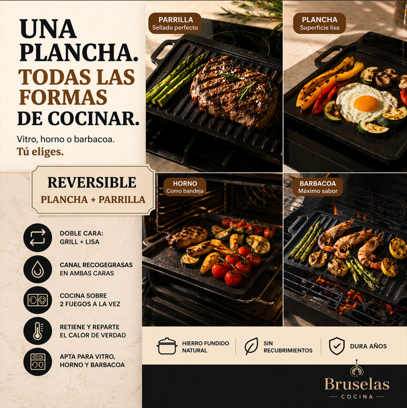 Bruselas Cocina Spain Facebook ad: Plancha Reversible 2 en 1