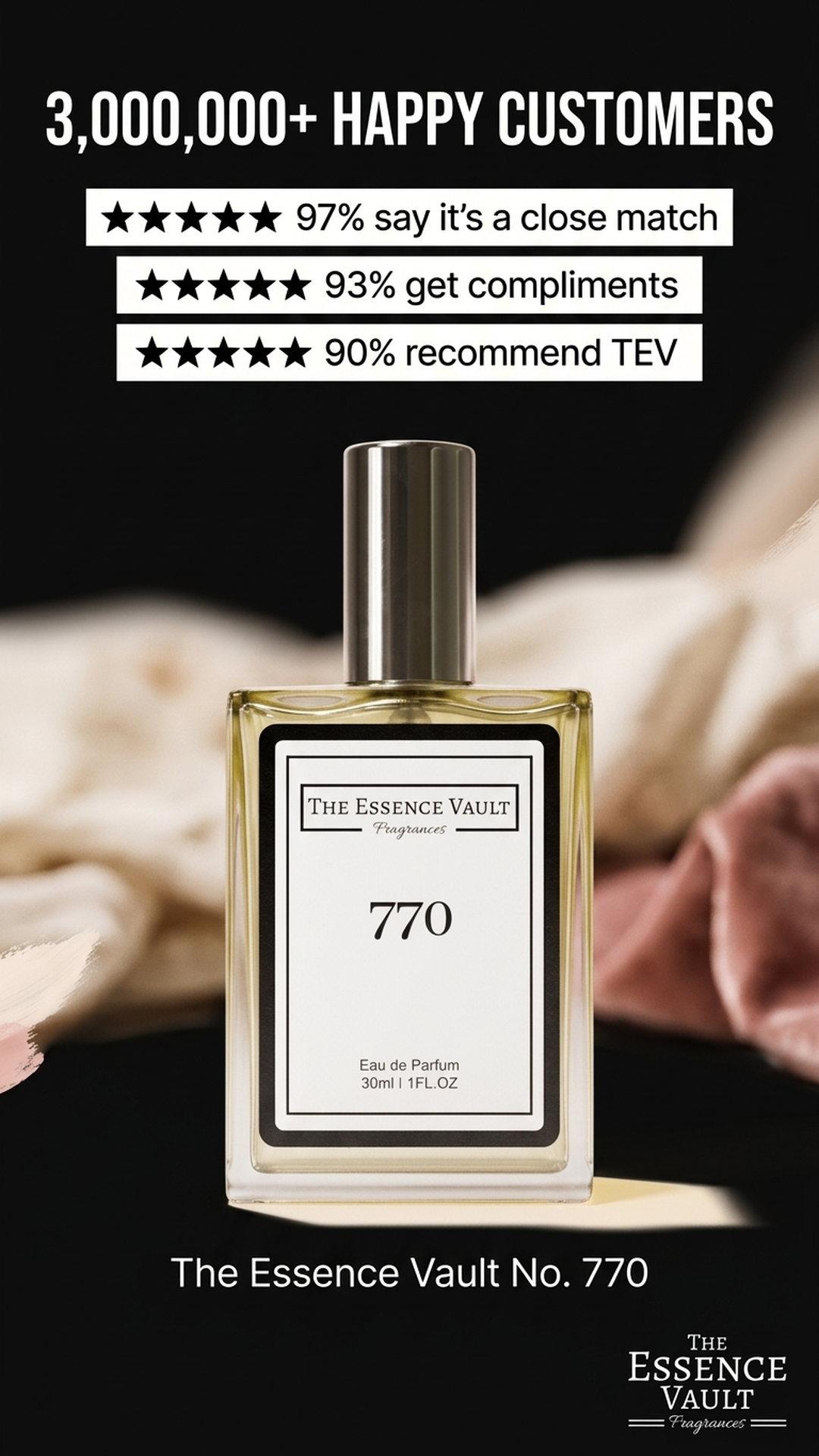 The Essence Vault Facebook ad from Mar 25, 2026